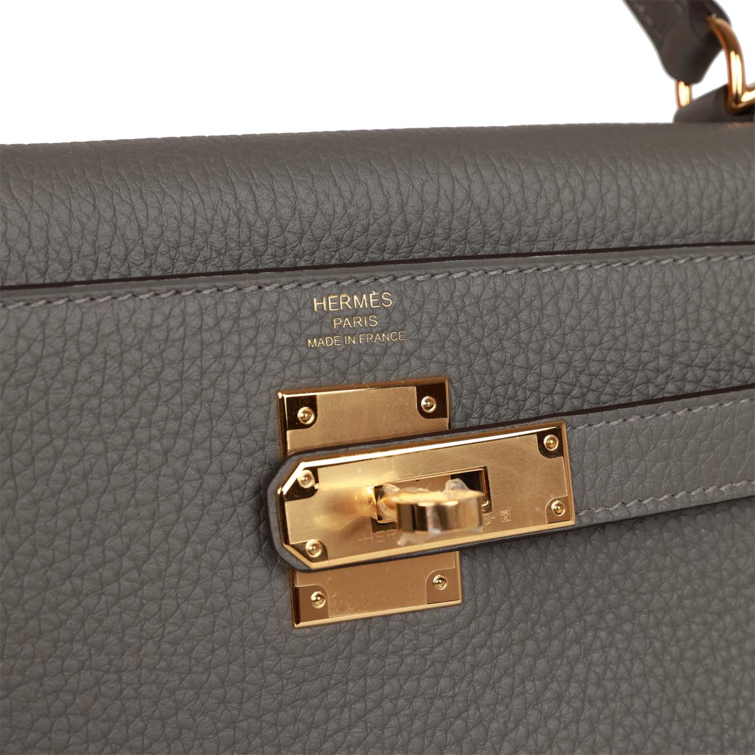 Hermes Kelly Retourne 28 Gris Meyer Clemence Gold Hardware - Image 7