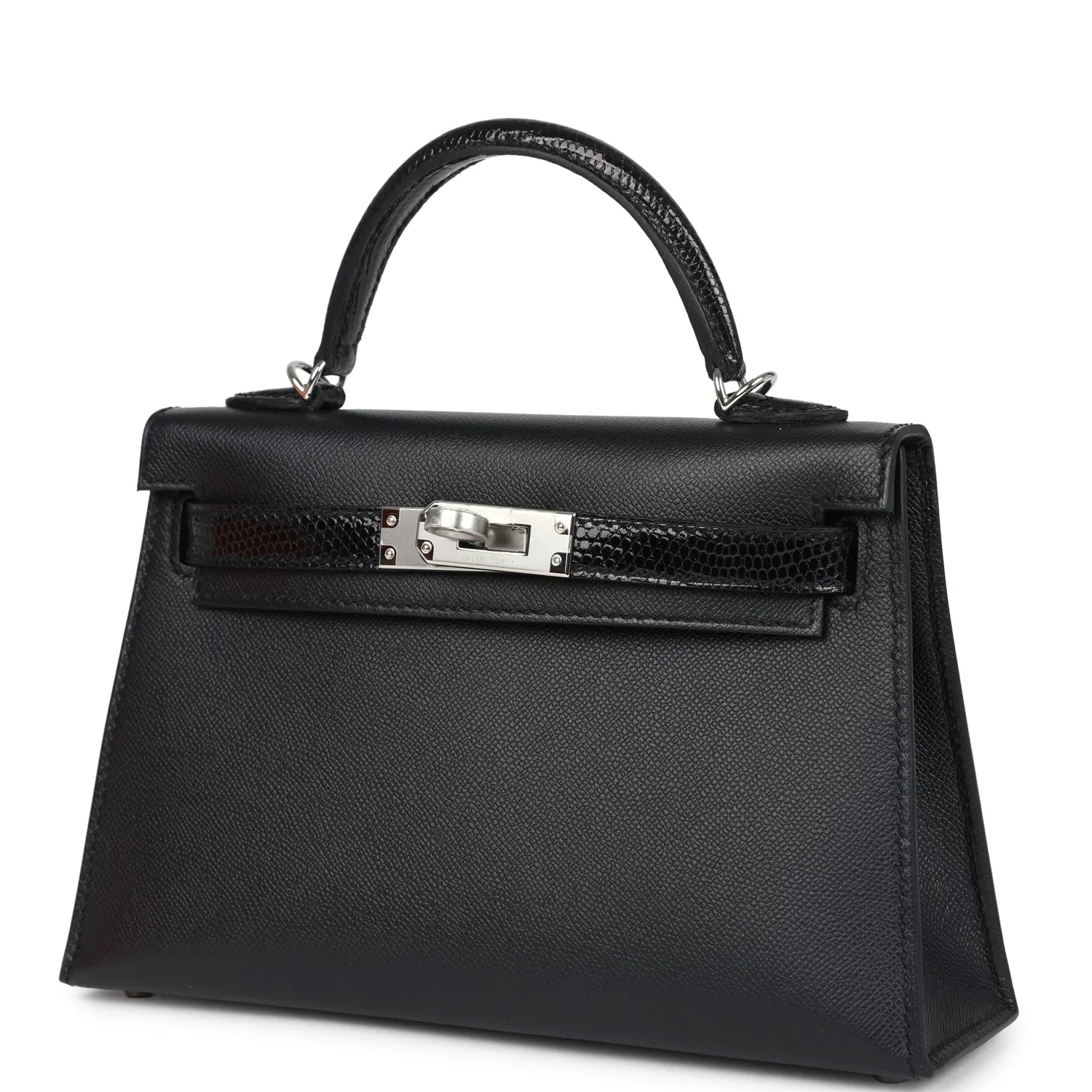 Hermes Kelly Sellier 20 Black Madame and Shiny Varanus Lizard Touch Palladium Hardware - Image 5