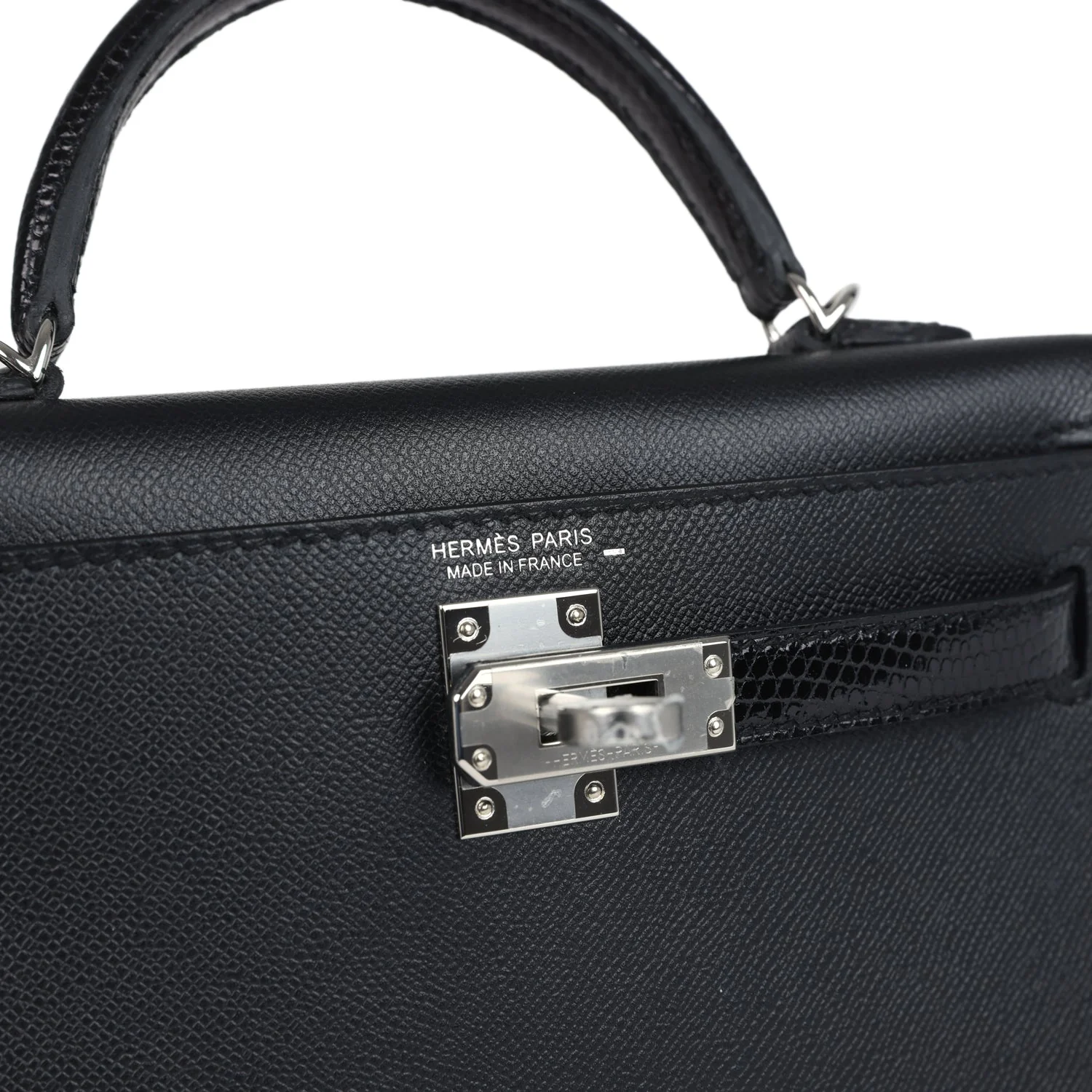 Hermes Kelly Sellier 20 Black Madame and Shiny Varanus Lizard Touch Palladium Hardware - Image 7