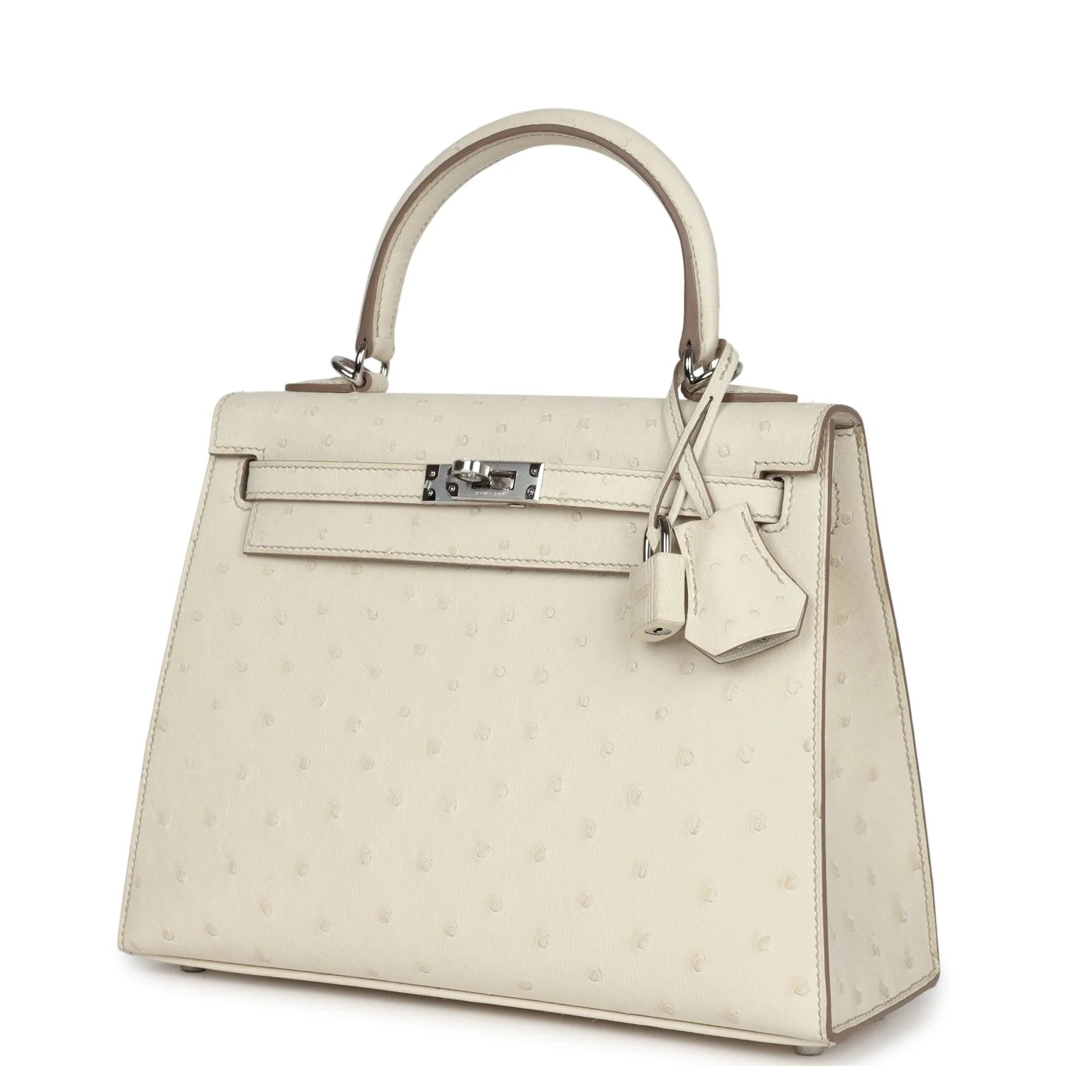 Hermes Kelly Sellier 25 Beton Ostrich Palladium Hardware - Image 5