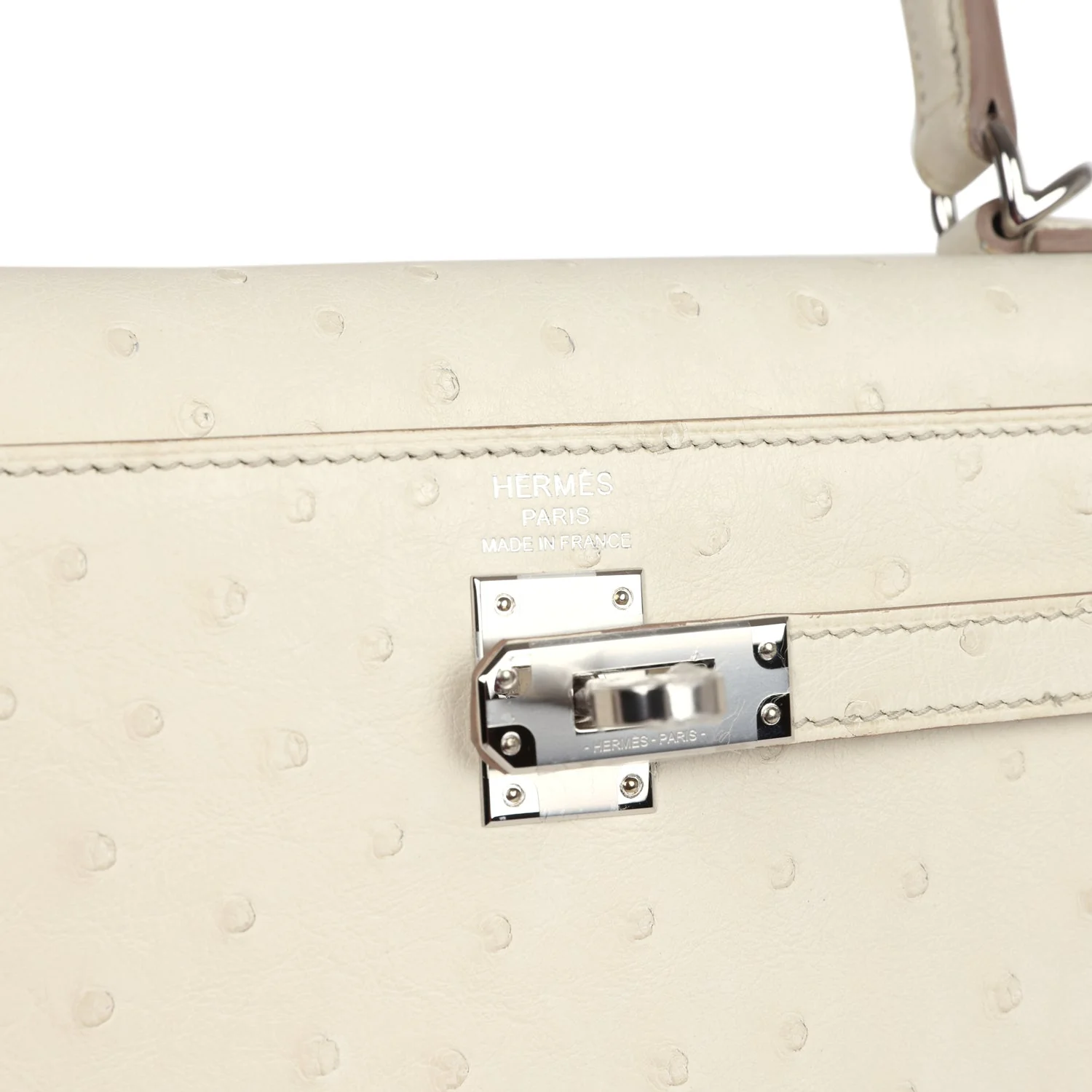 Hermes Kelly Sellier 25 Beton Ostrich Palladium Hardware - Image 7