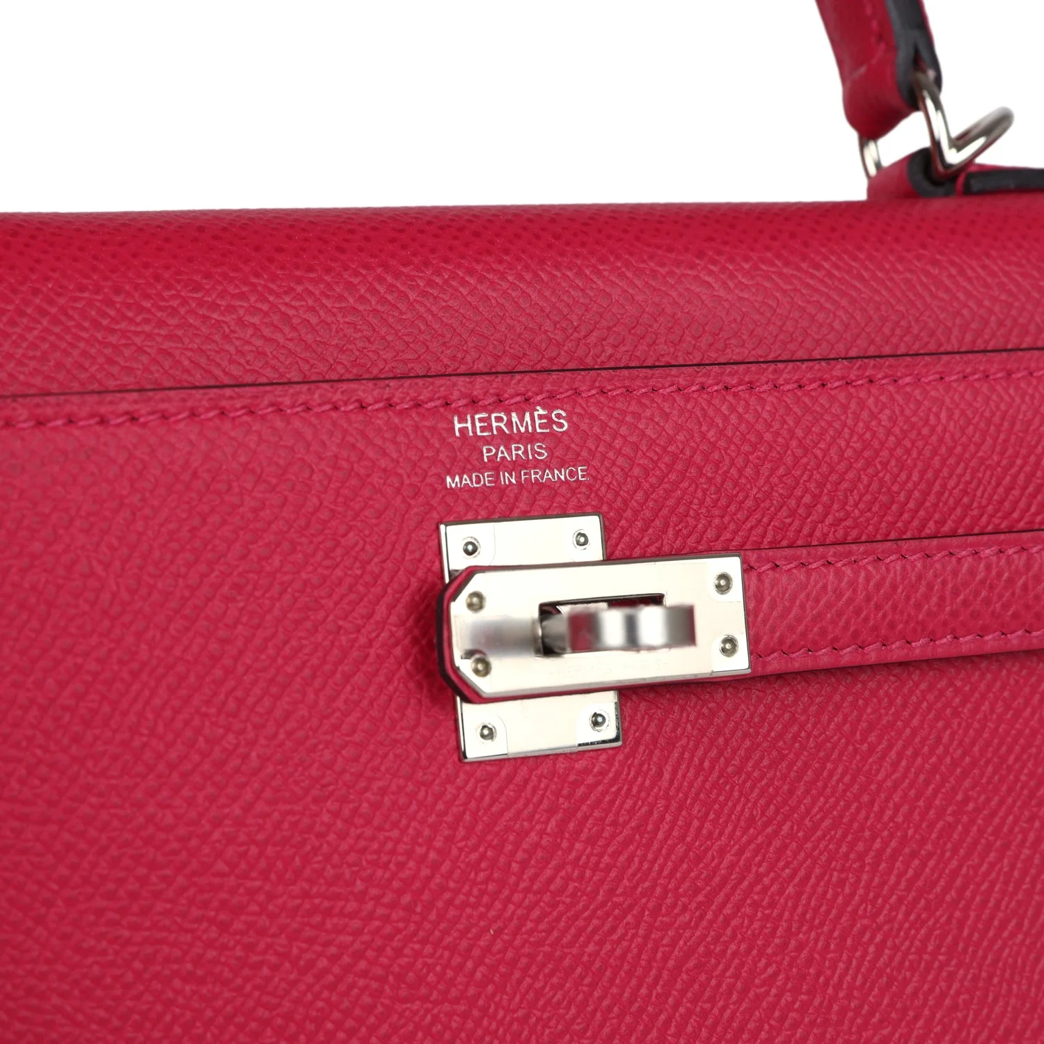 Hermes Kelly Sellier 25 Framboise Verso Epsom Palladium Hardware - Image 7