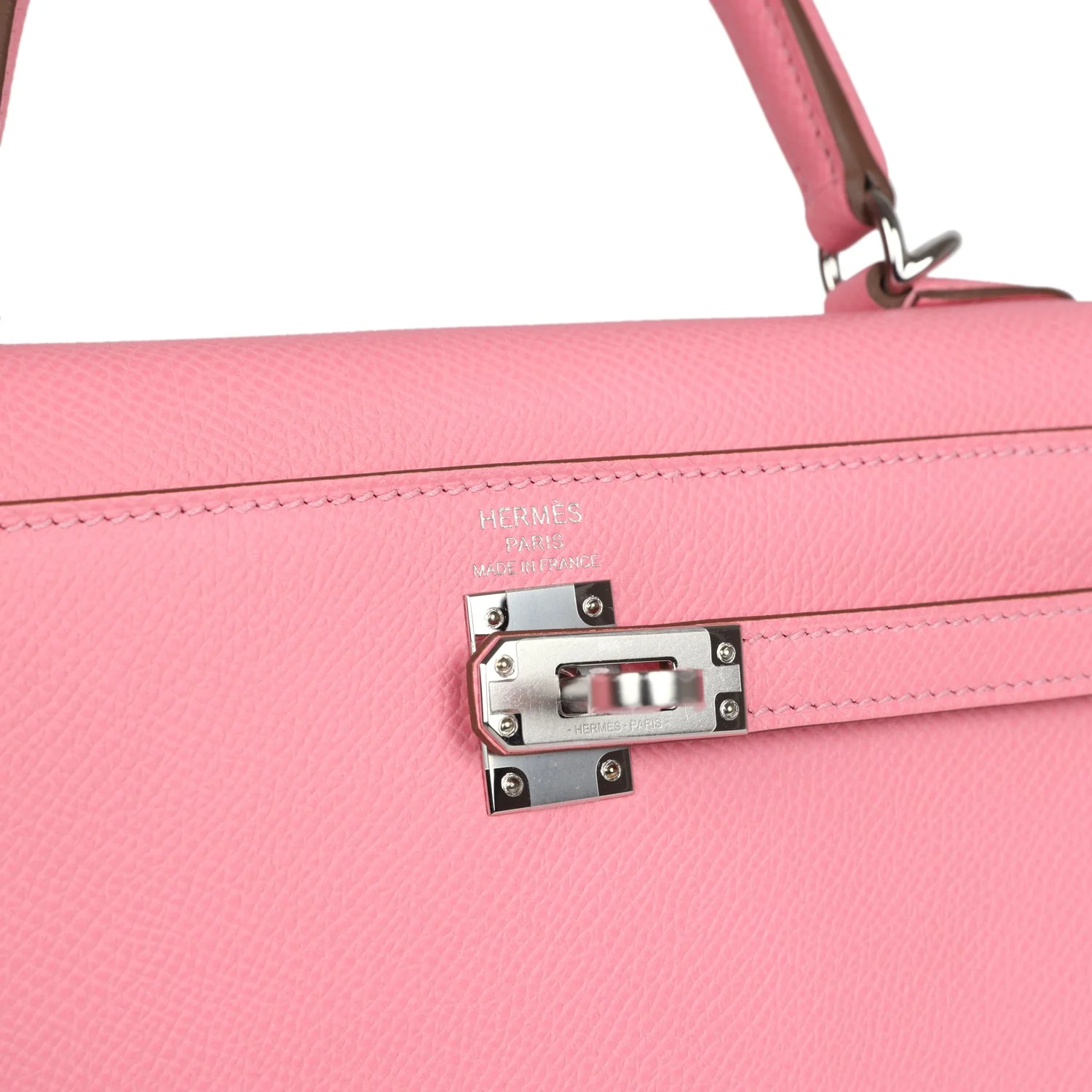 Hermes Kelly Sellier 25 Rose Confetti Epsom Palladium Hardware - Image 7