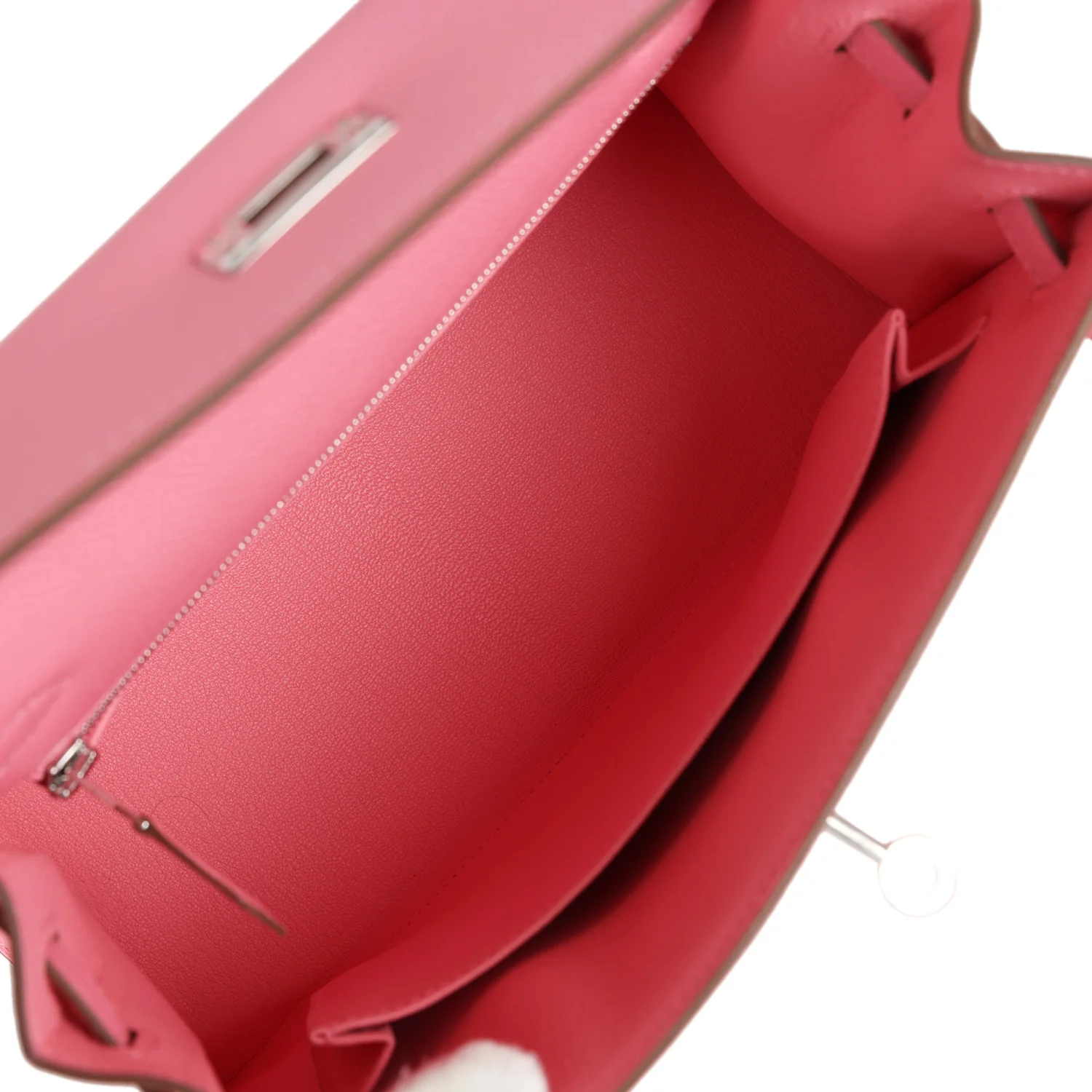 Hermes Kelly Sellier 25 Rose Confetti Epsom Palladium Hardware - Image 8