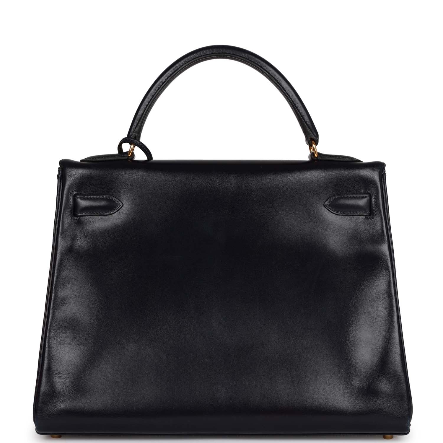 Vintage Hermes Kelly Retourne 32 Navy Box Gold Hardware - Image 4