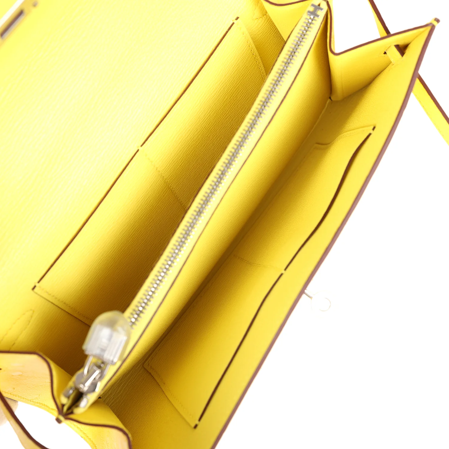 Hermes Kelly To Go Wallet Jaune Citron Ostrich Palladium Hardware - Image 10