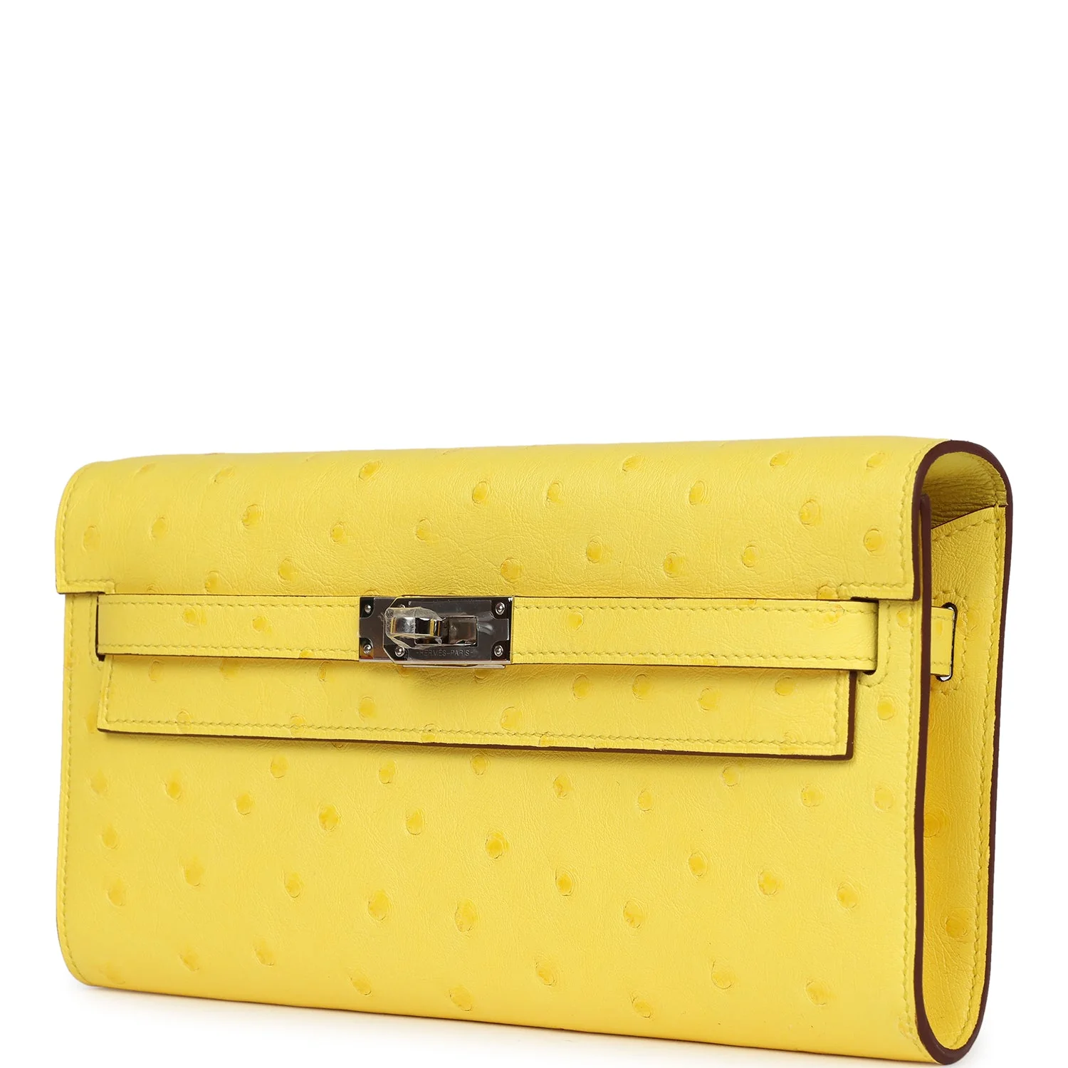 Hermes Kelly To Go Wallet Jaune Citron Ostrich Palladium Hardware - Image 5