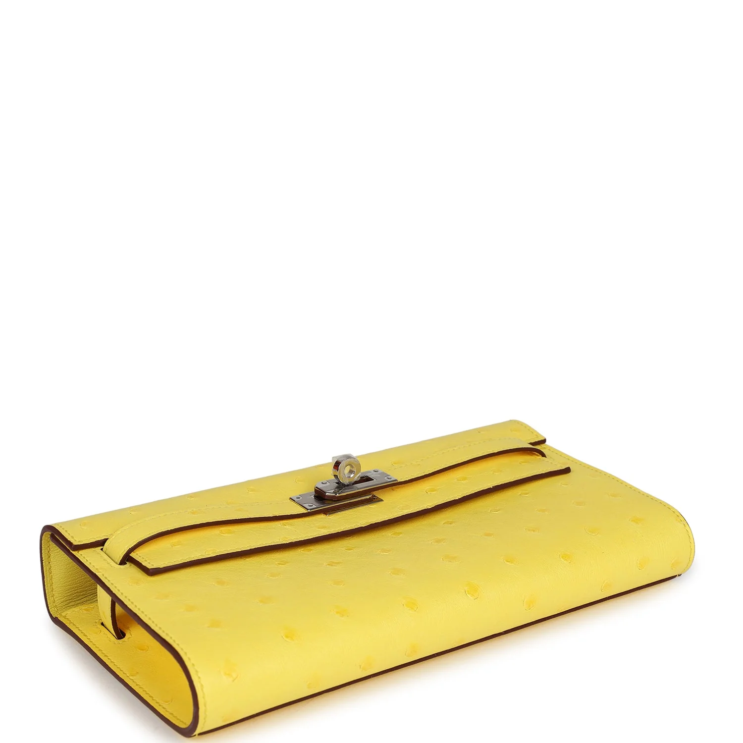 Hermes Kelly To Go Wallet Jaune Citron Ostrich Palladium Hardware - Image 6