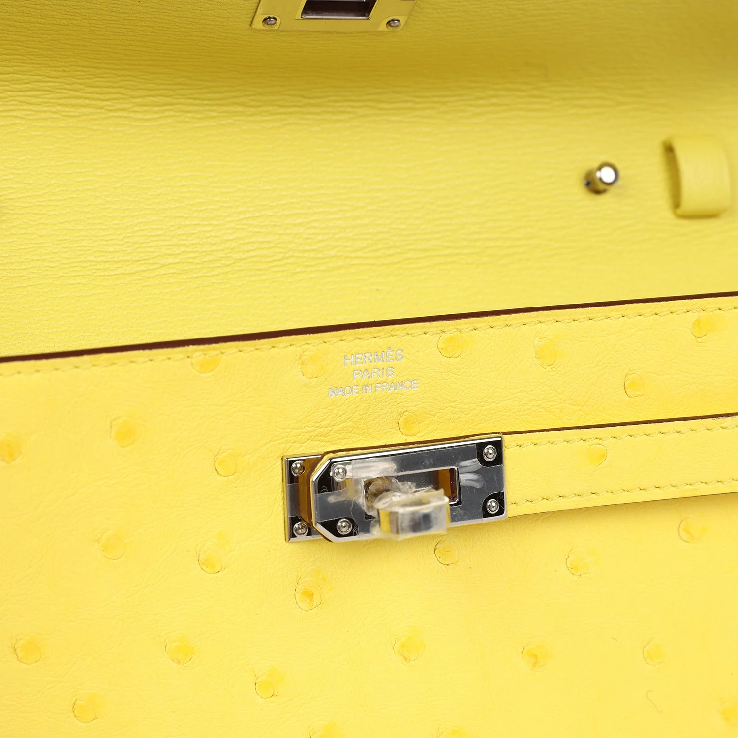 Hermes Kelly To Go Wallet Jaune Citron Ostrich Palladium Hardware - Image 7