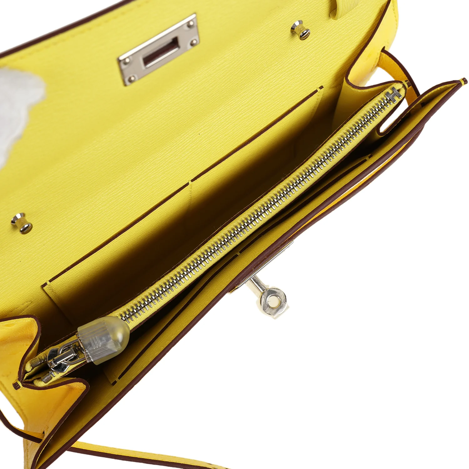 Hermes Kelly To Go Wallet Jaune Citron Ostrich Palladium Hardware - Image 8