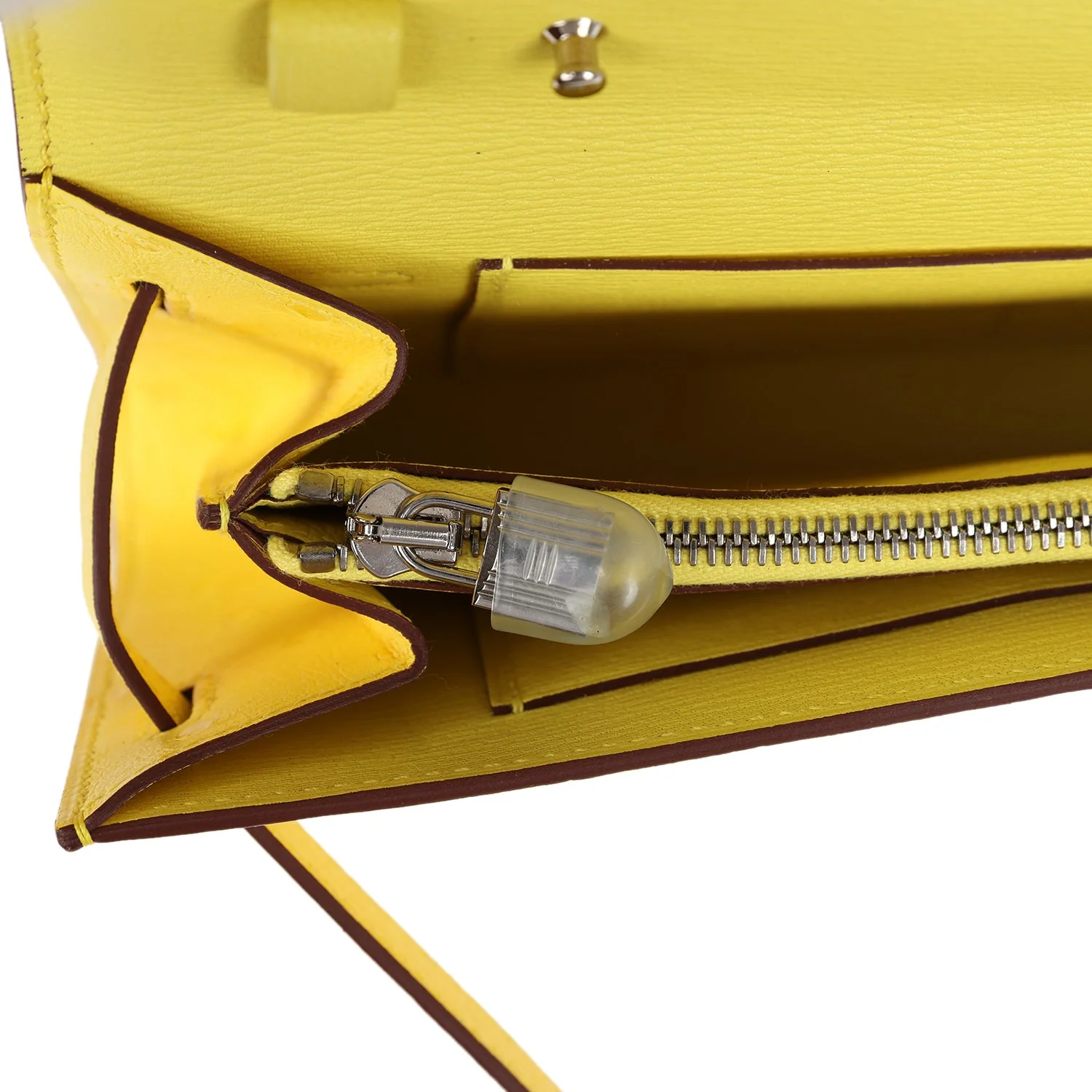 Hermes Kelly To Go Wallet Jaune Citron Ostrich Palladium Hardware - Image 9