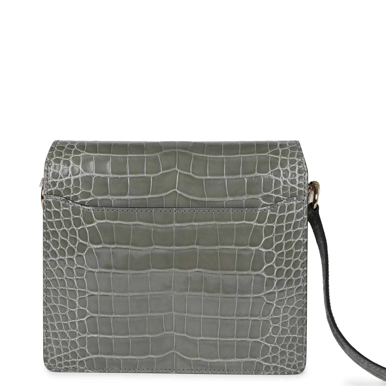 Hermes Mini Roulis Gris Ciment Shiny Alligator Permabrass Hardware - Image 4