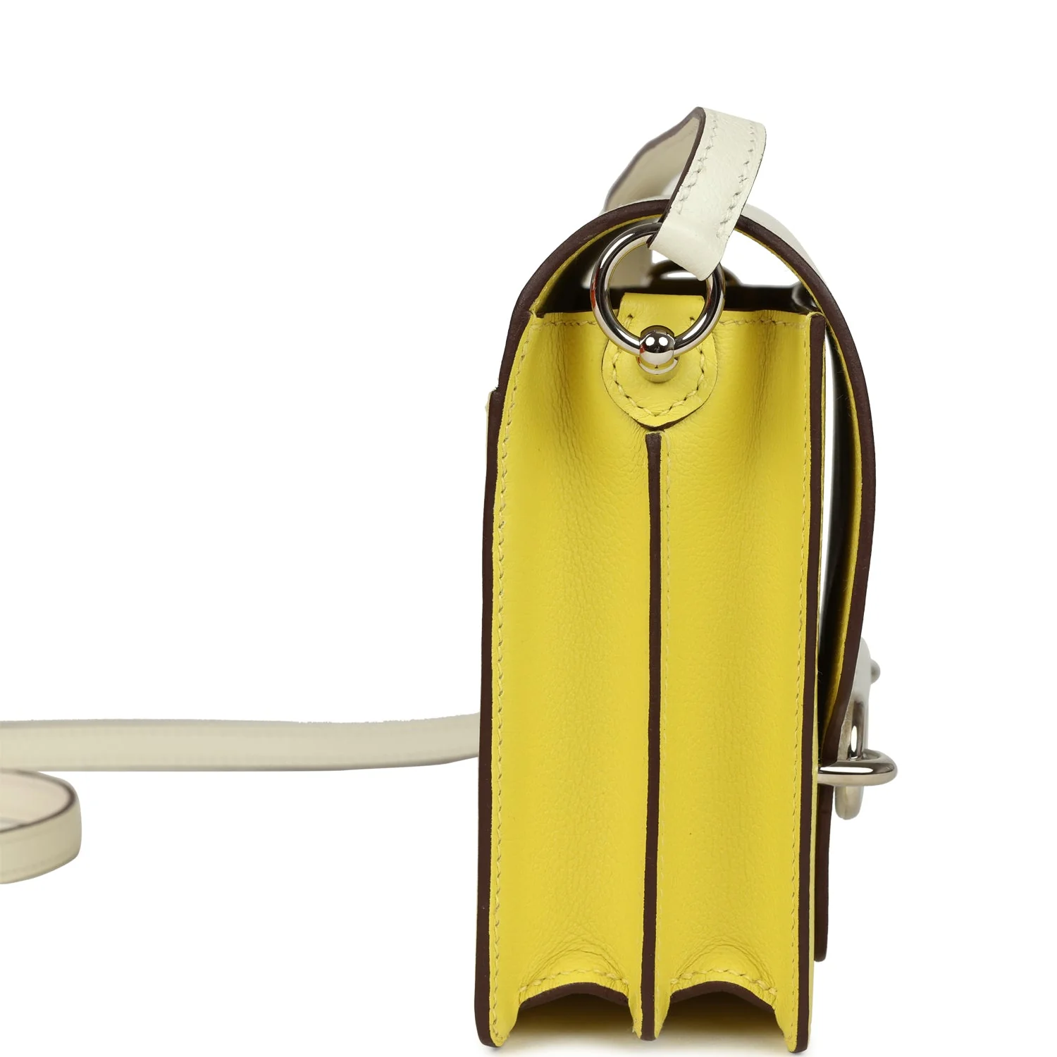 Hermes Mini Sac Roulis Bi-color White and Lime Evercolor Palladium Hardware - Image 3