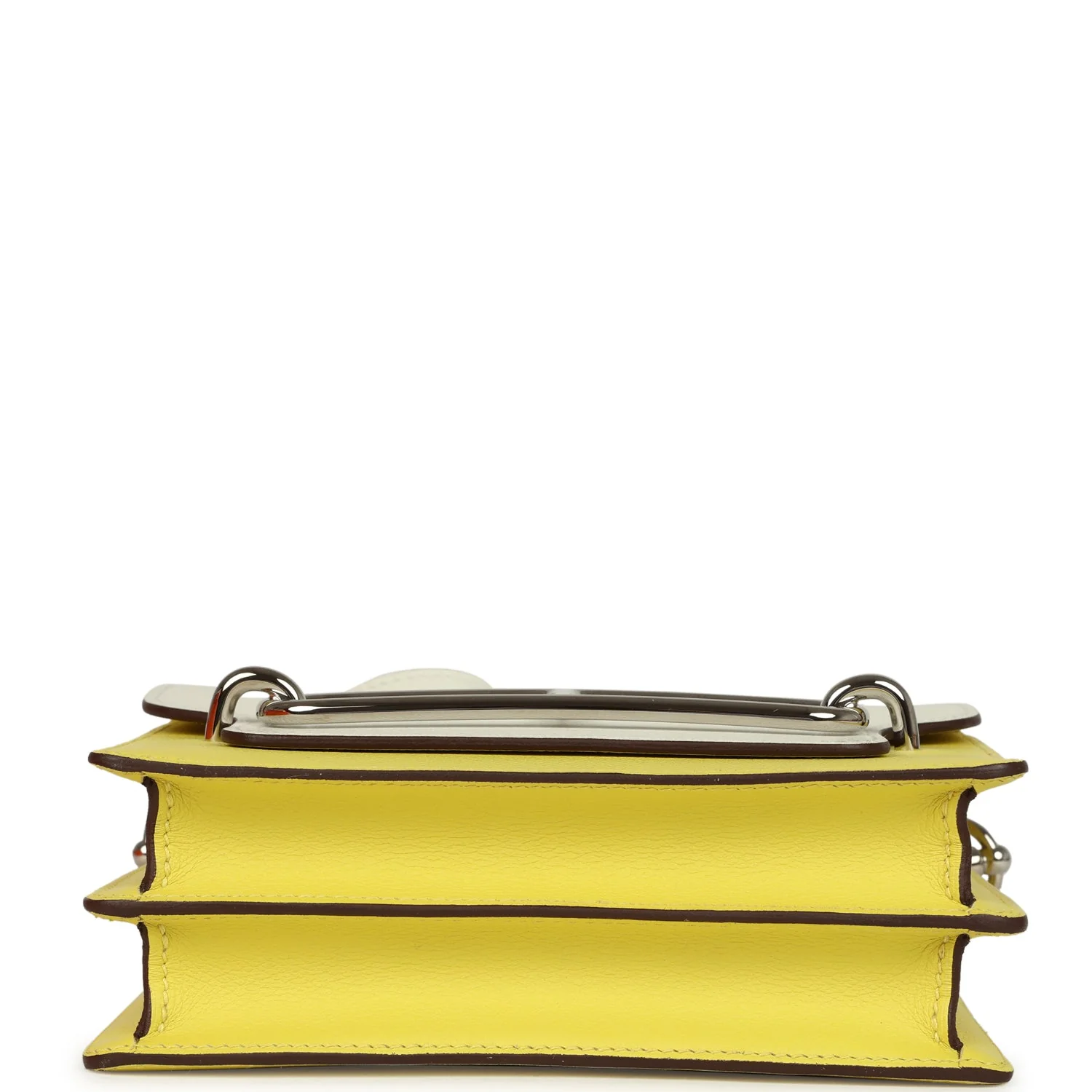 Hermes Mini Sac Roulis Bi-color White and Lime Evercolor Palladium Hardware - Image 6