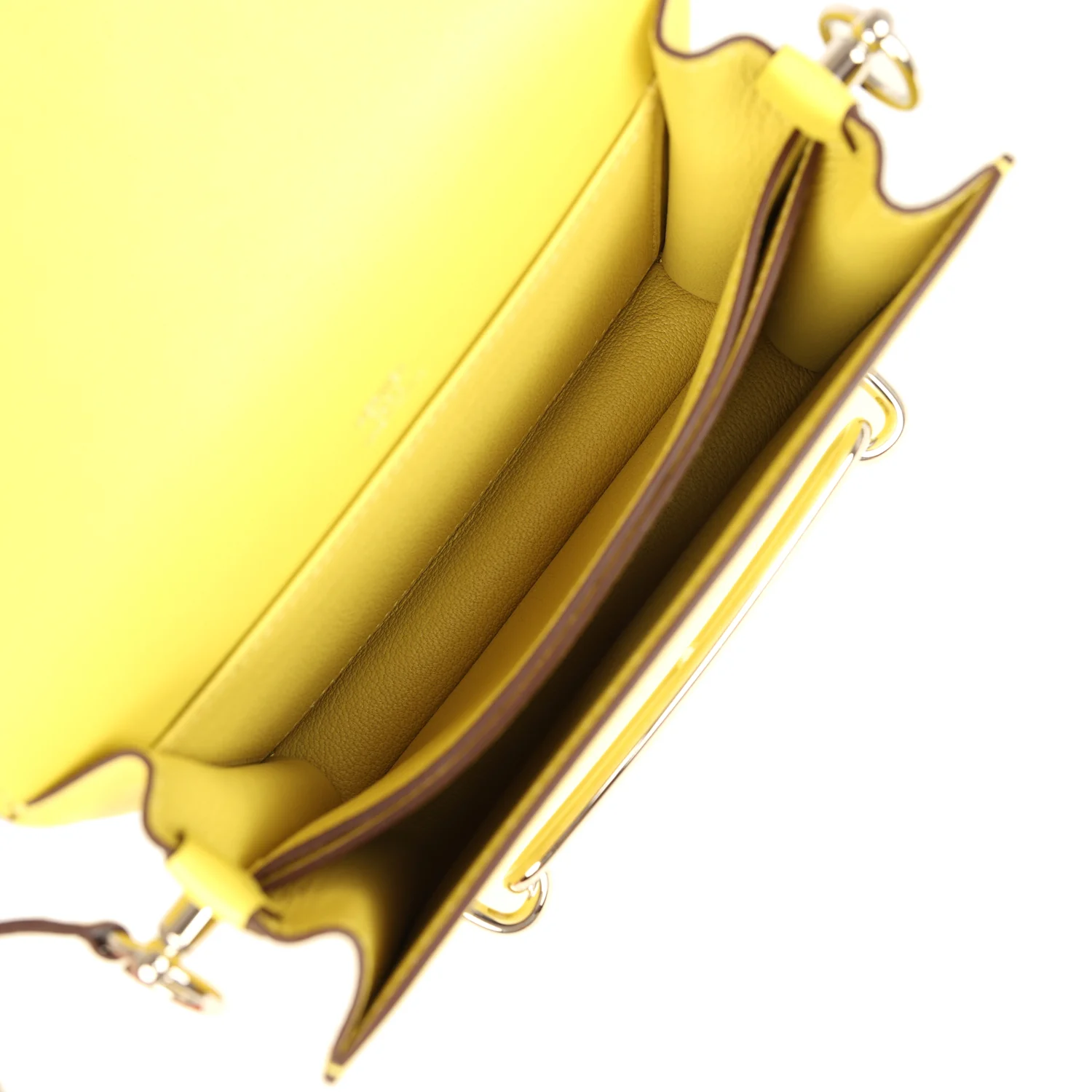 Hermes Mini Sac Roulis Bi-color White and Lime Evercolor Palladium Hardware - Image 8