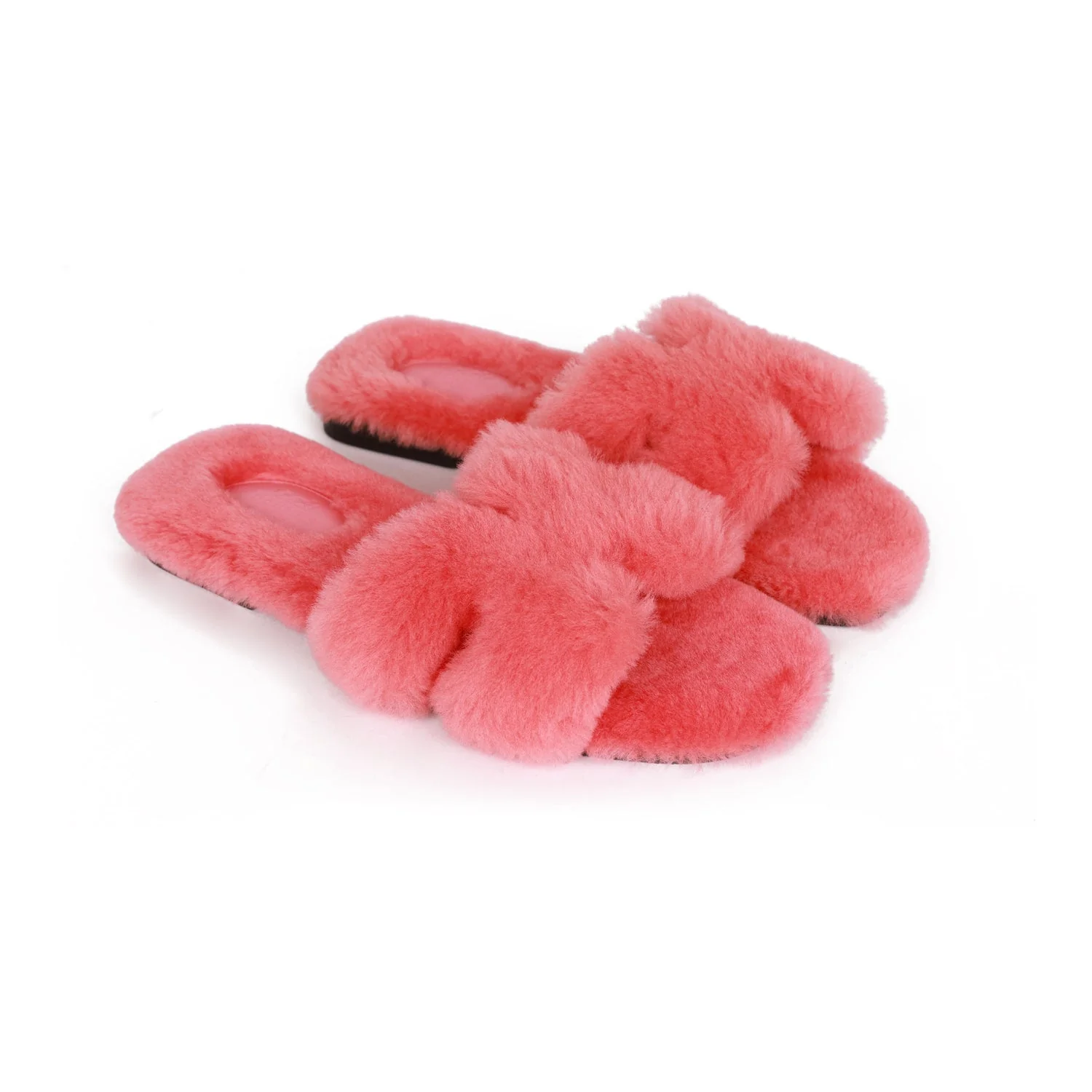 Hermes Oran Sandals Rose Du Désert Woolskin 37 EU - Image 3