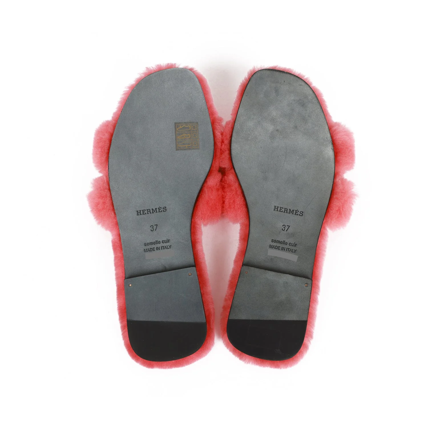 Hermes Oran Sandals Rose Du Désert Woolskin 37 EU - Image 9