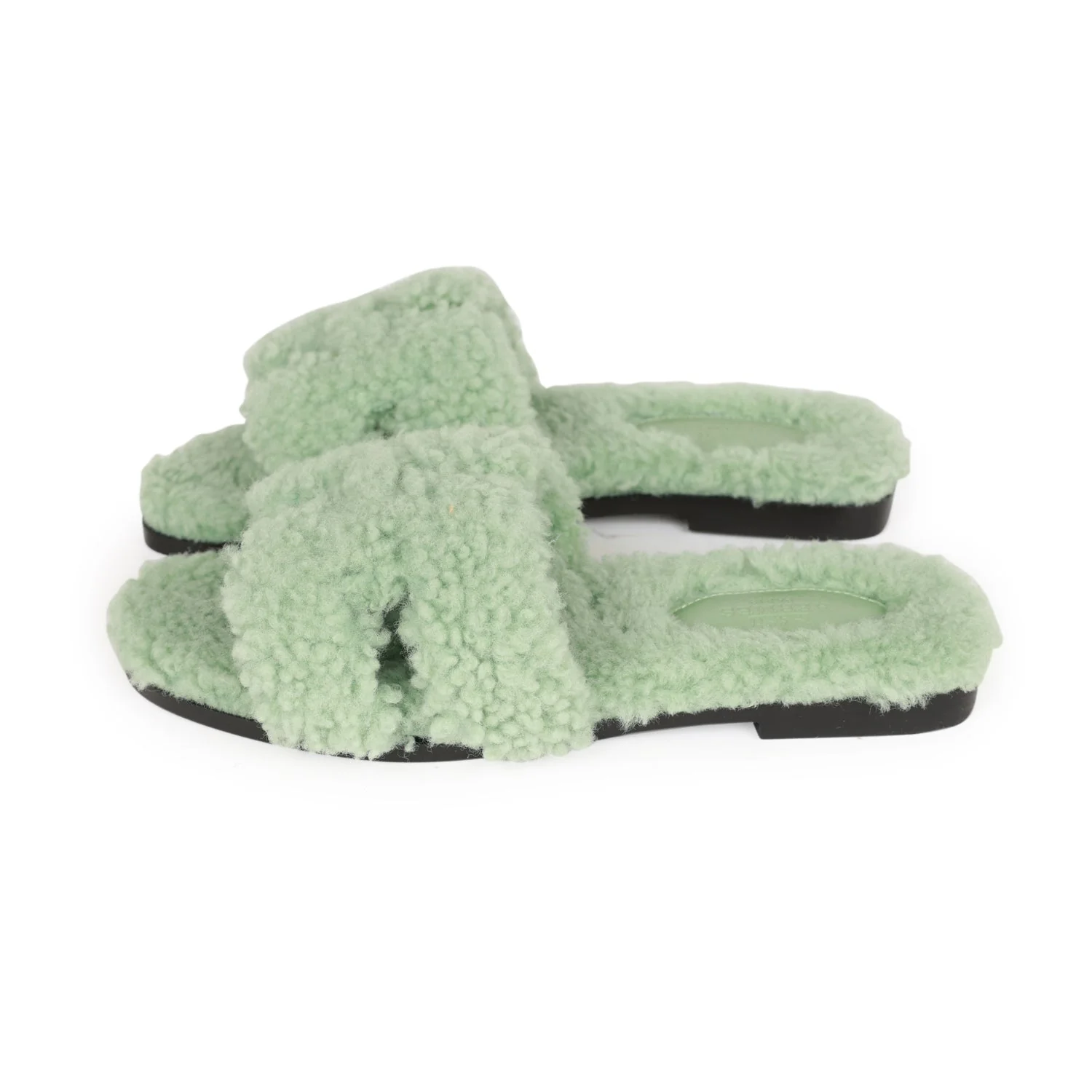 Hermes Oran Sandals Vert D'eau Woolskin 35 EU - Image 5