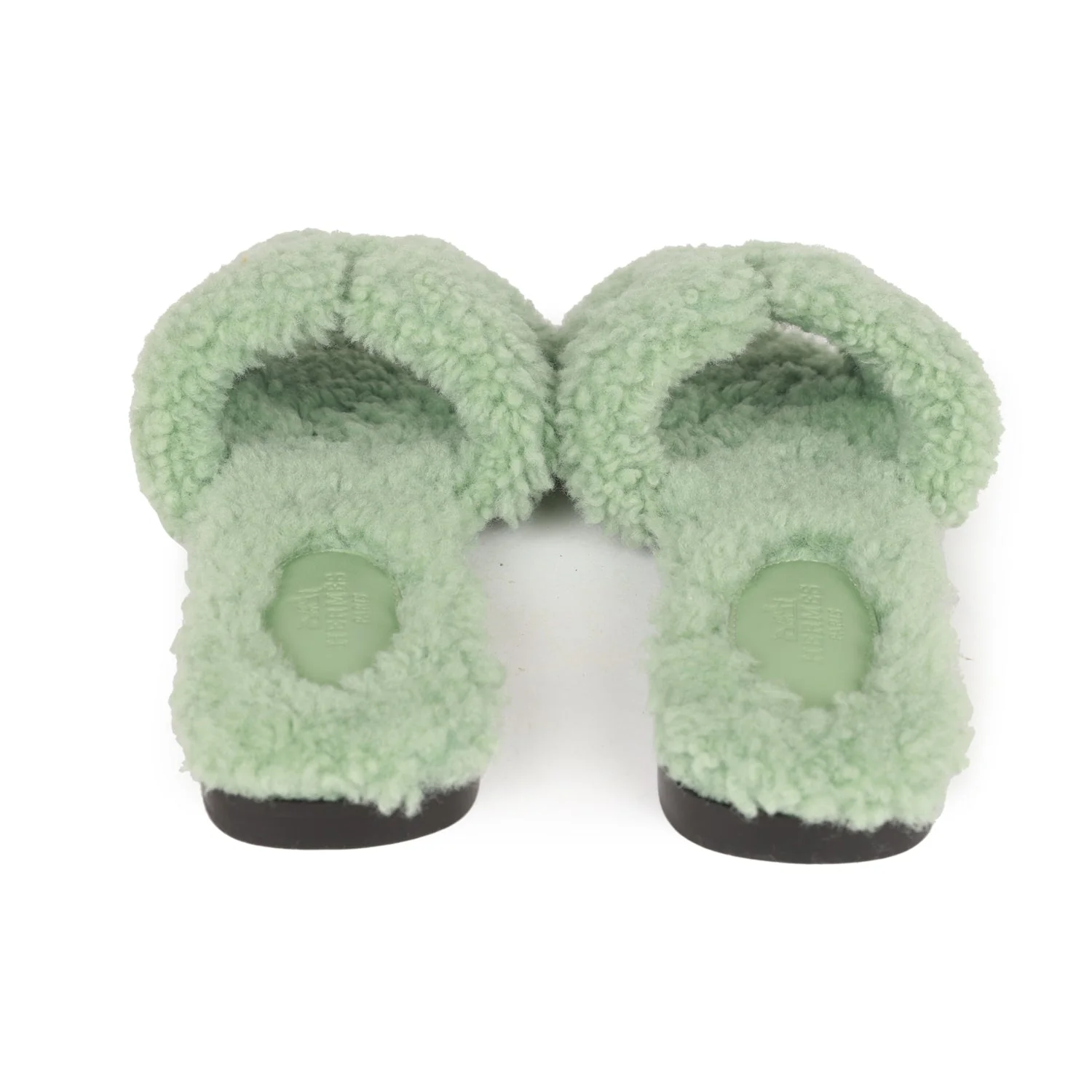 Hermes Oran Sandals Vert D'eau Woolskin 35 EU - Image 6