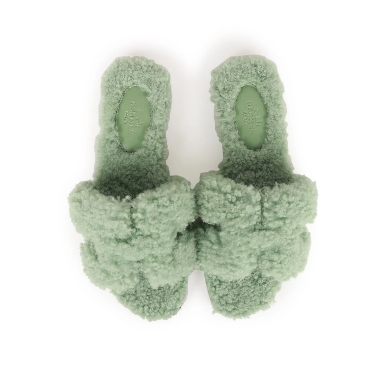 Hermes Oran Sandals Vert D'eau Woolskin 35 EU - Image 7