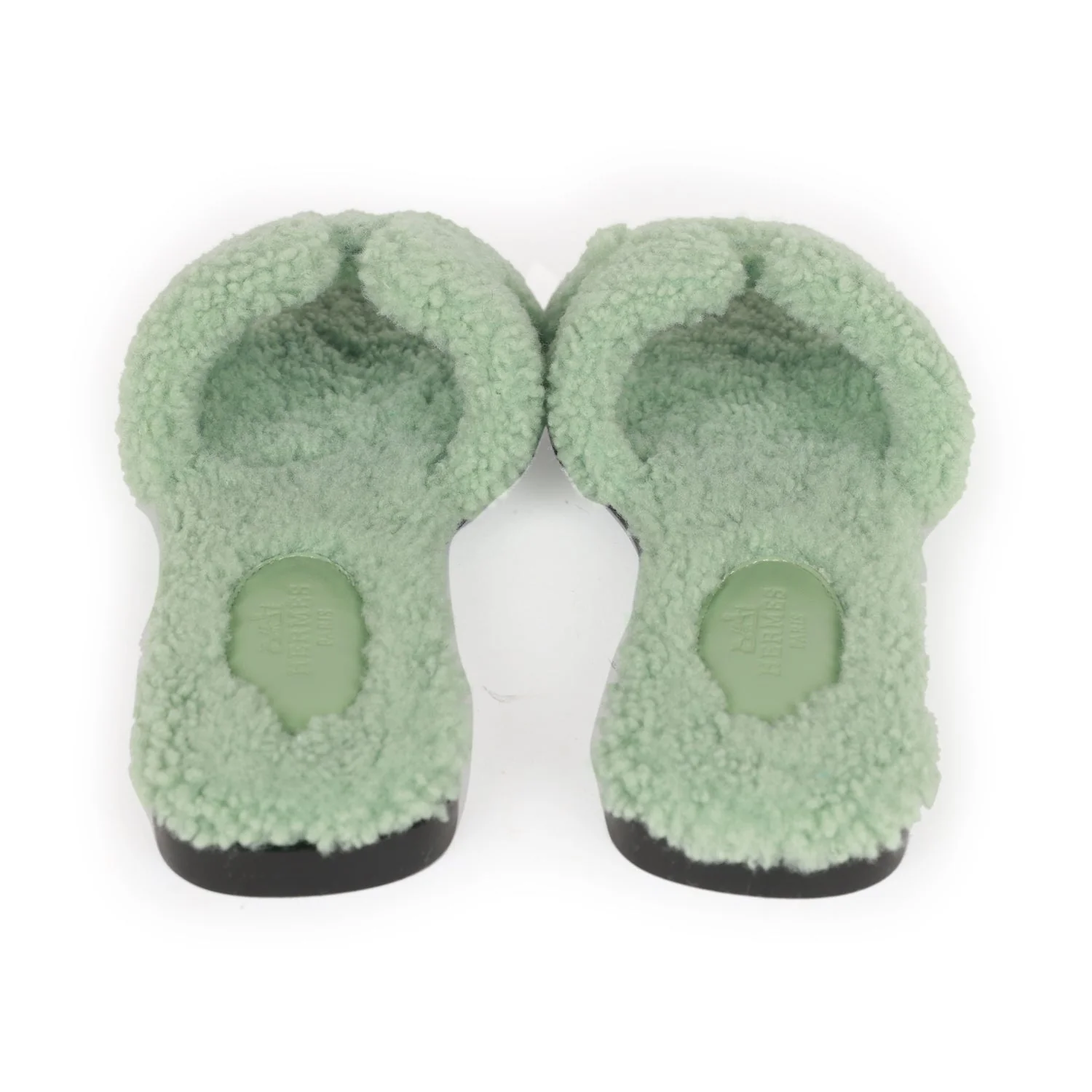 Hermes Oran Sandals Vert D'eau Woolskin 36 EU - Image 6