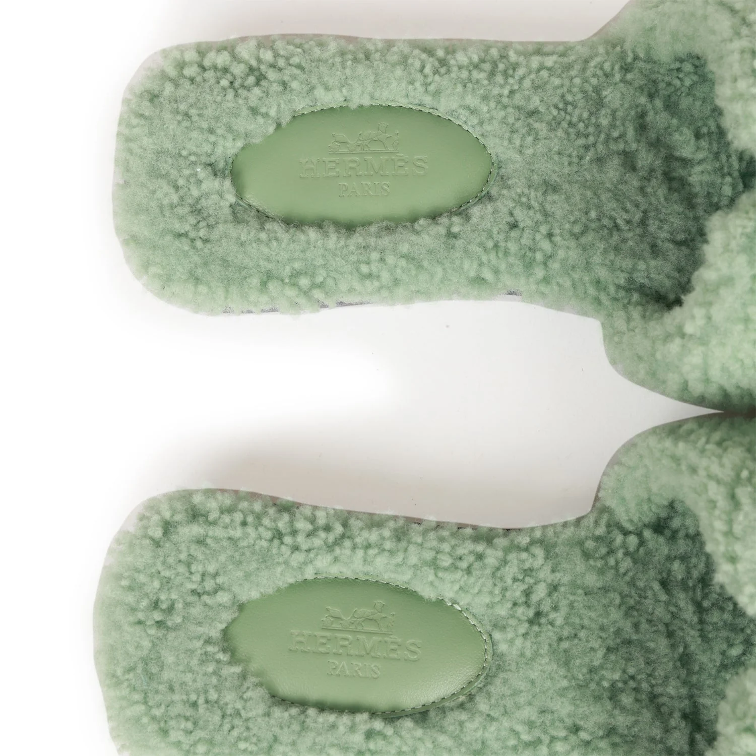 Hermes Oran Sandals Vert D'eau Woolskin 36 EU - Image 8