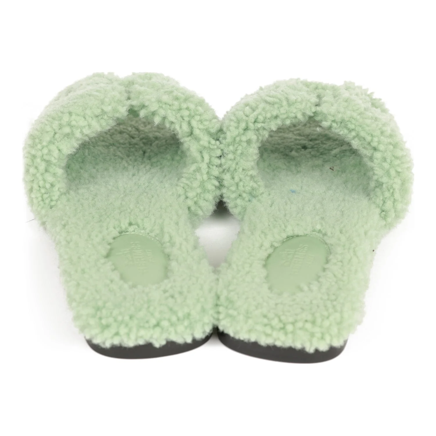 Hermes Oran Sandals Vert D'eau Woolskin 37.5 EU - Image 3