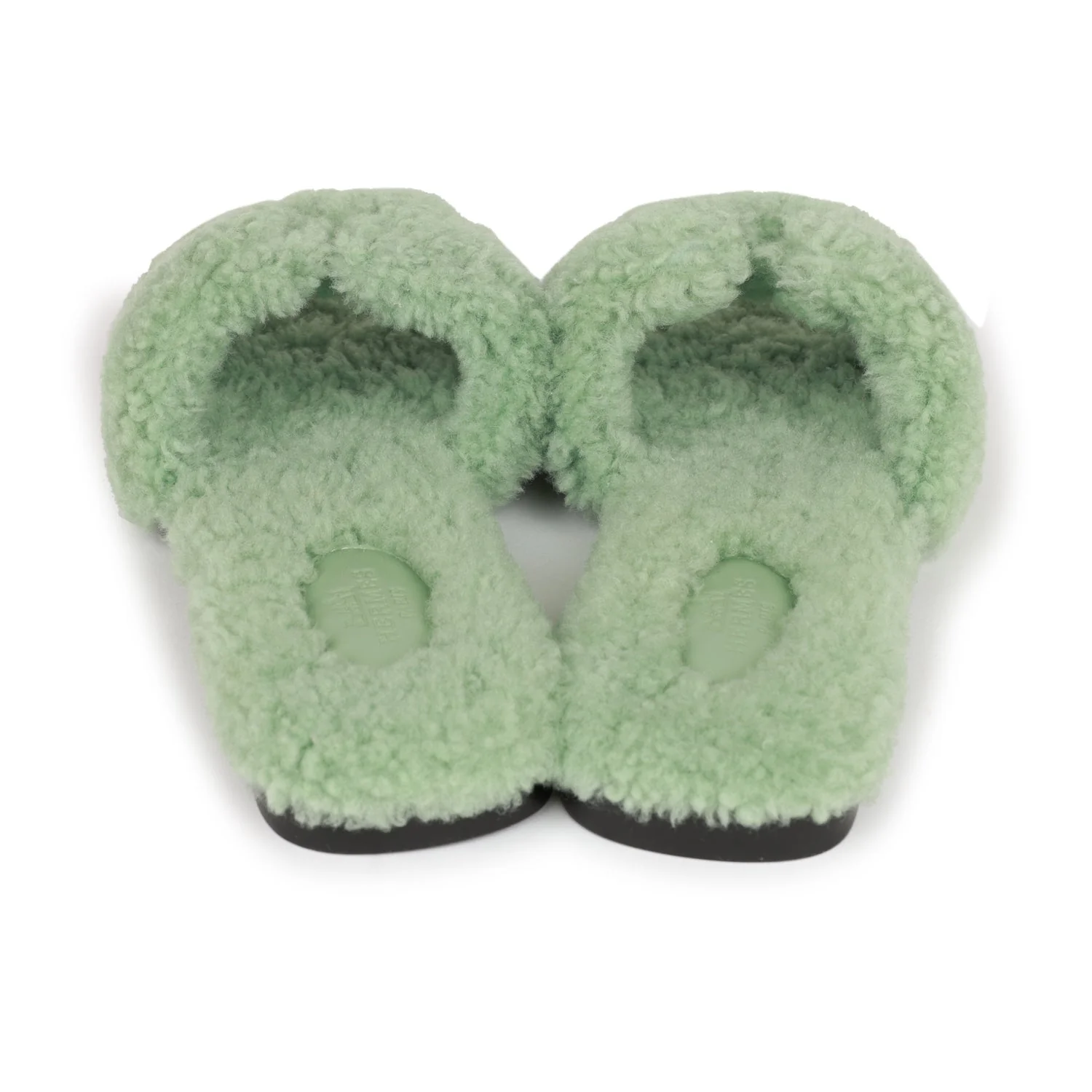 Hermes Oran Sandals Vert D'eau Woolskin 37 - Image 5
