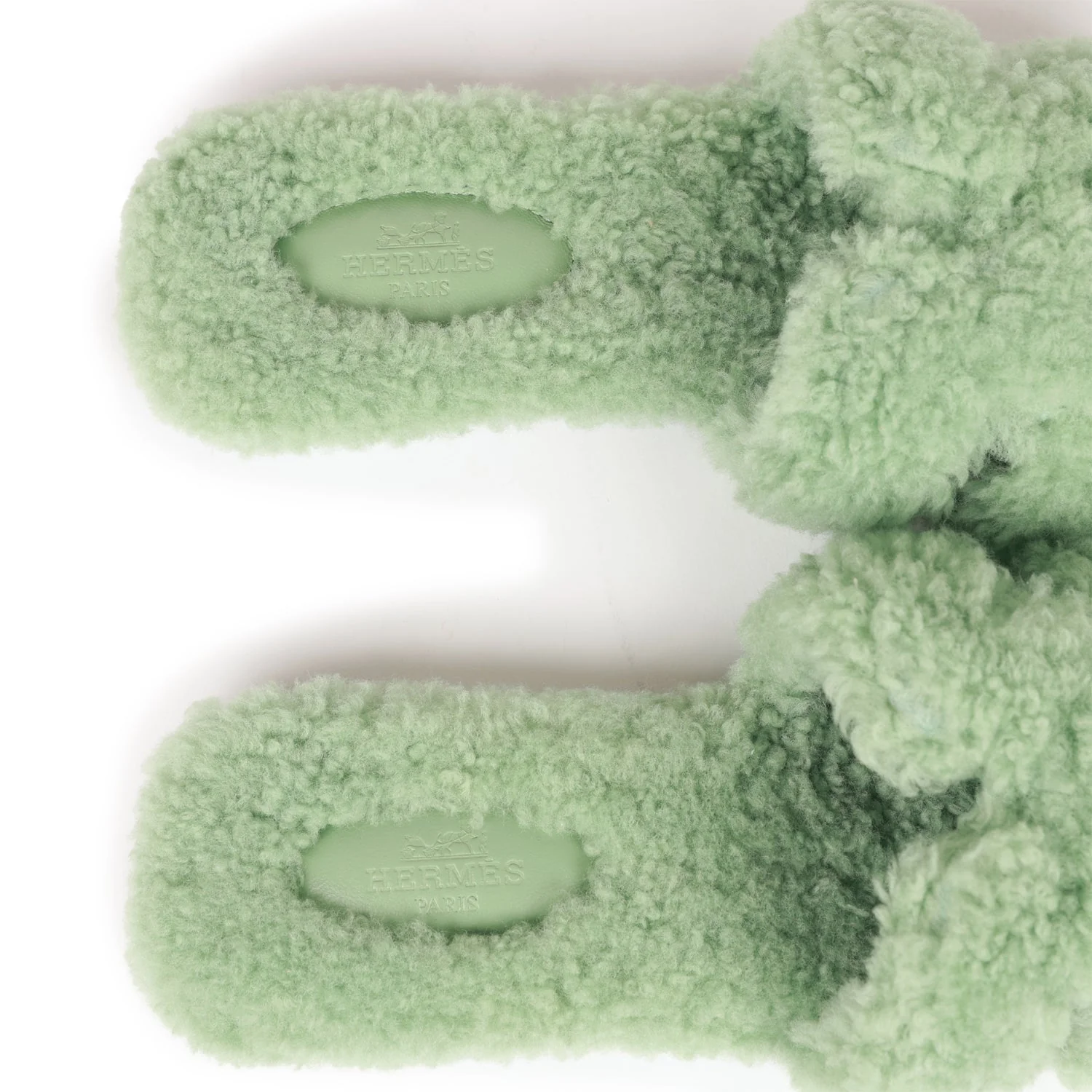 Hermes Oran Sandals Vert D'eau Woolskin 37 - Image 7