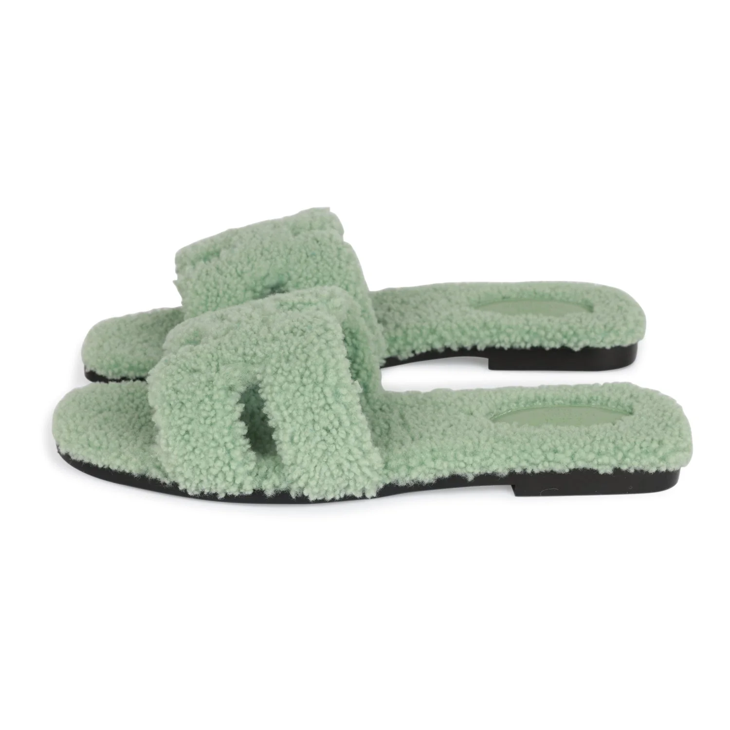 Hermes Oran Sandals Vert D'eau Woolskin EU 41 - Image 4