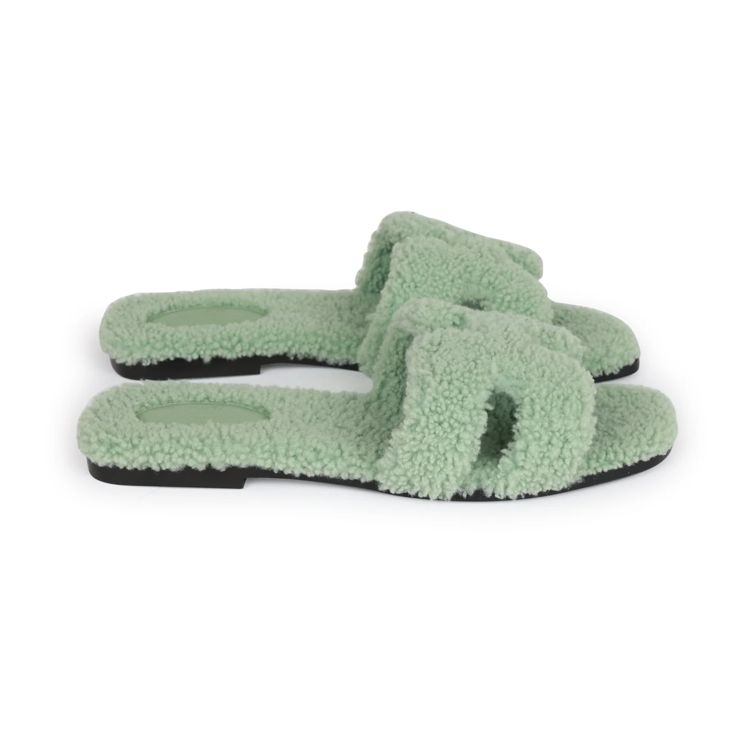 Hermes Oran Sandals Vert D'eau Woolskin EU 41 - Image 5