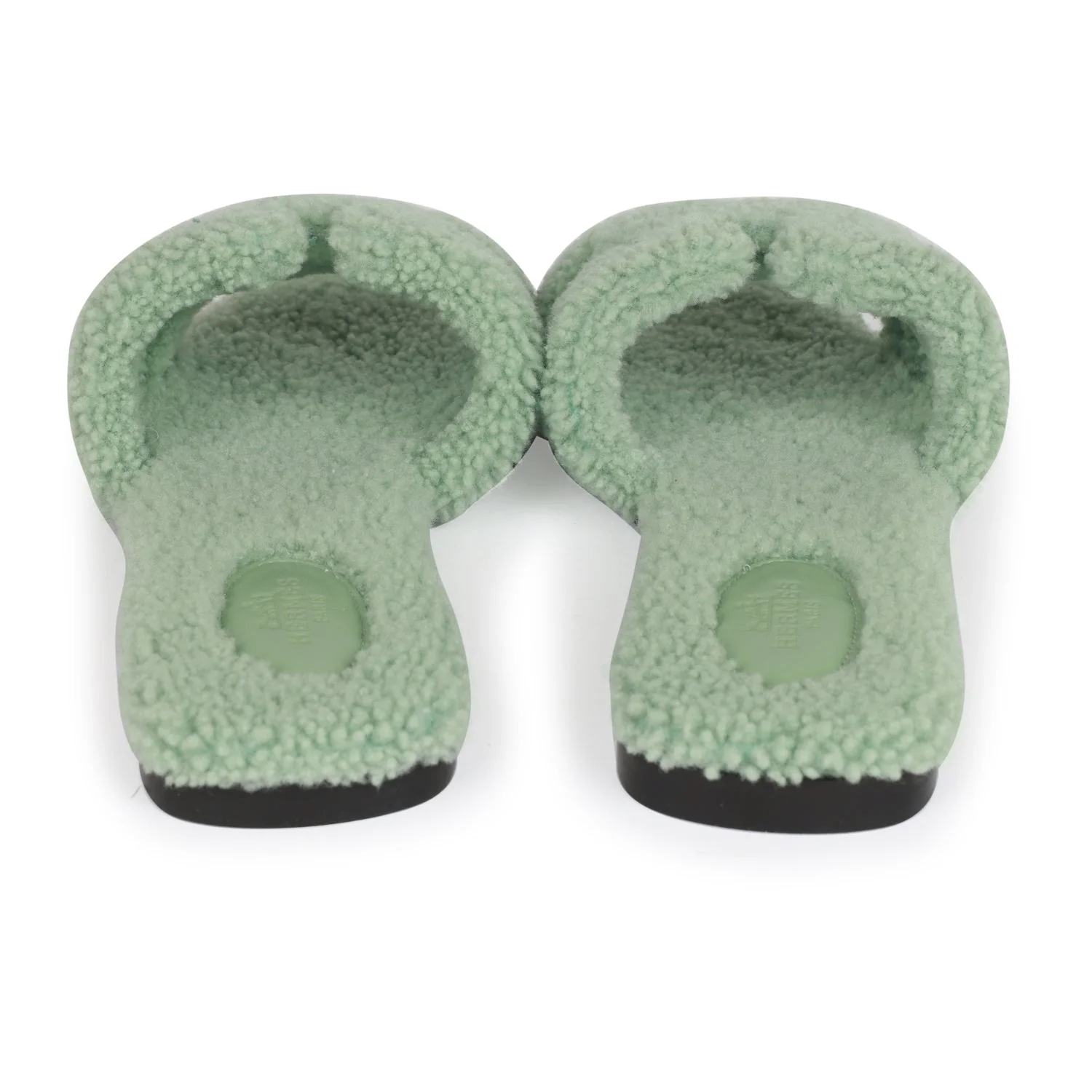 Hermes Oran Sandals Vert D'eau Woolskin EU 41 - Image 6