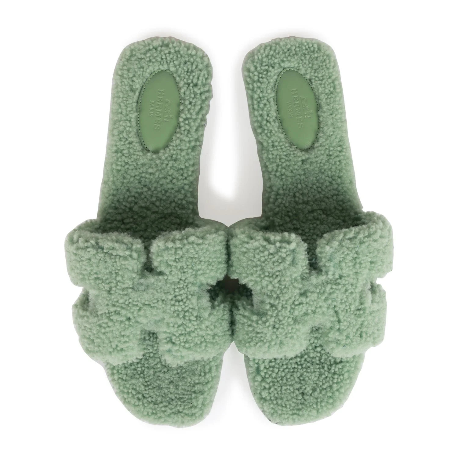 Hermes Oran Sandals Vert D'eau Woolskin EU 41 - Image 7