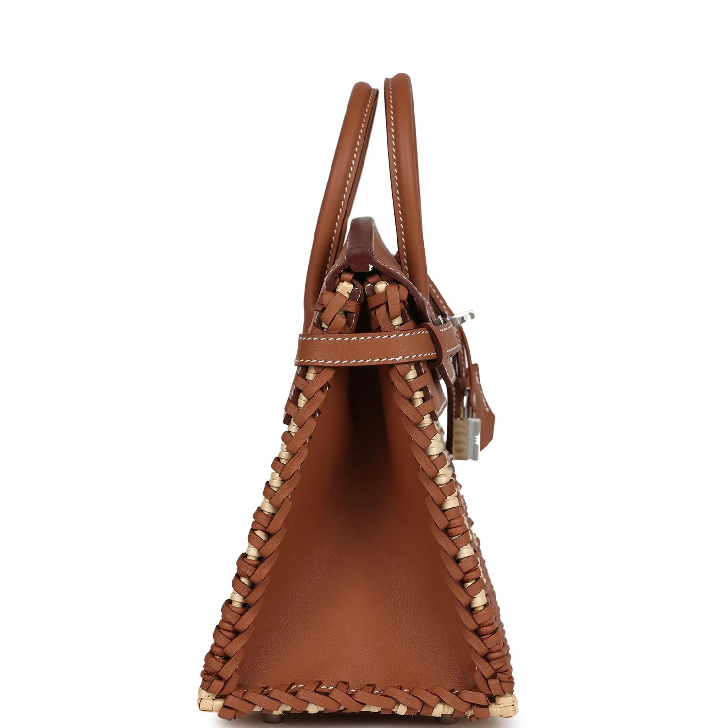 Hermes Picnic Birkin 25 Gold Swift and Stripe Wicker Palladium Hardware - Image 3