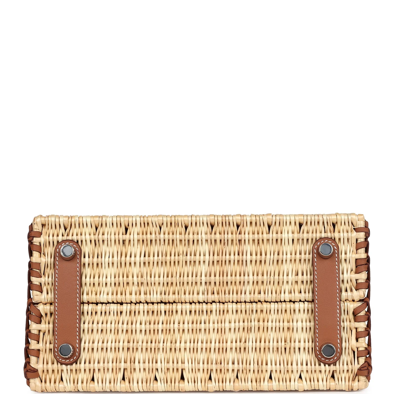 Hermes Picnic Birkin 25 Gold Swift and Stripe Wicker Palladium Hardware - Image 6