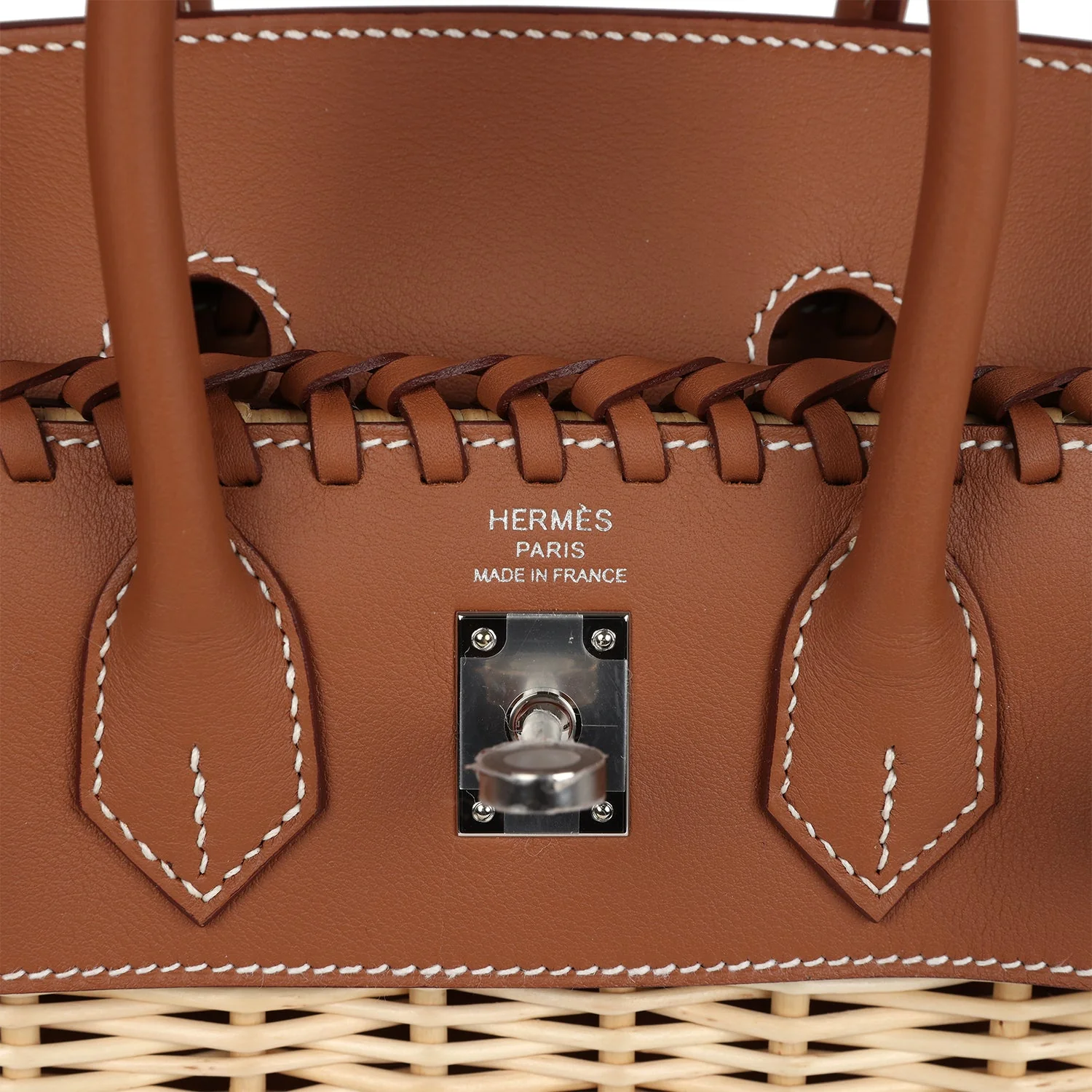 Hermes Picnic Birkin 25 Gold Swift and Stripe Wicker Palladium Hardware - Image 7