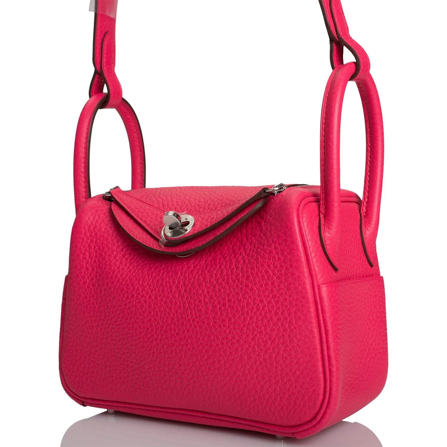 Hermes Mini Lindy Rose Extreme Clemence Palladium Hardware - Image 5