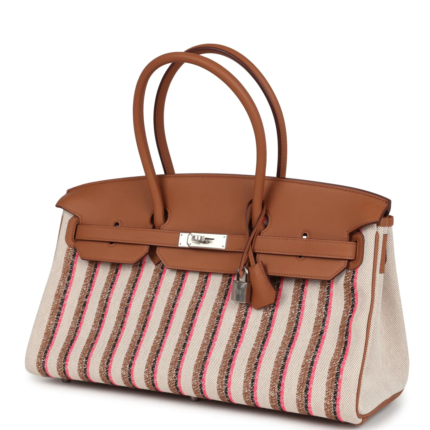 Hermes Shoulder Birkin Light 39 Multicolor Toile and Gold Swift Palladium Hardware - Image 5