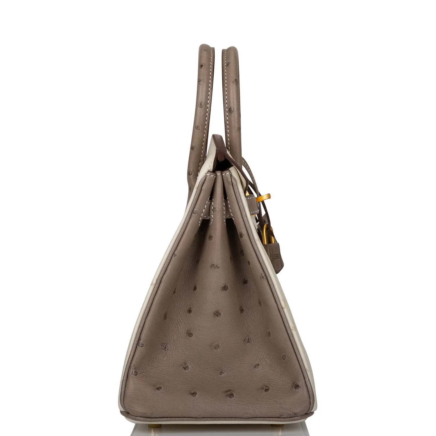 Hermes Special Order (HSS) Birkin 25 Beton and Gris Asphalte Ostrich Brushed Gold Hardware - Image 3