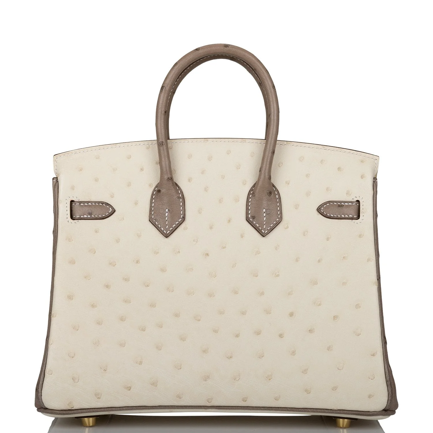 Hermes Special Order (HSS) Birkin 25 Beton and Gris Asphalte Ostrich Brushed Gold Hardware - Image 4