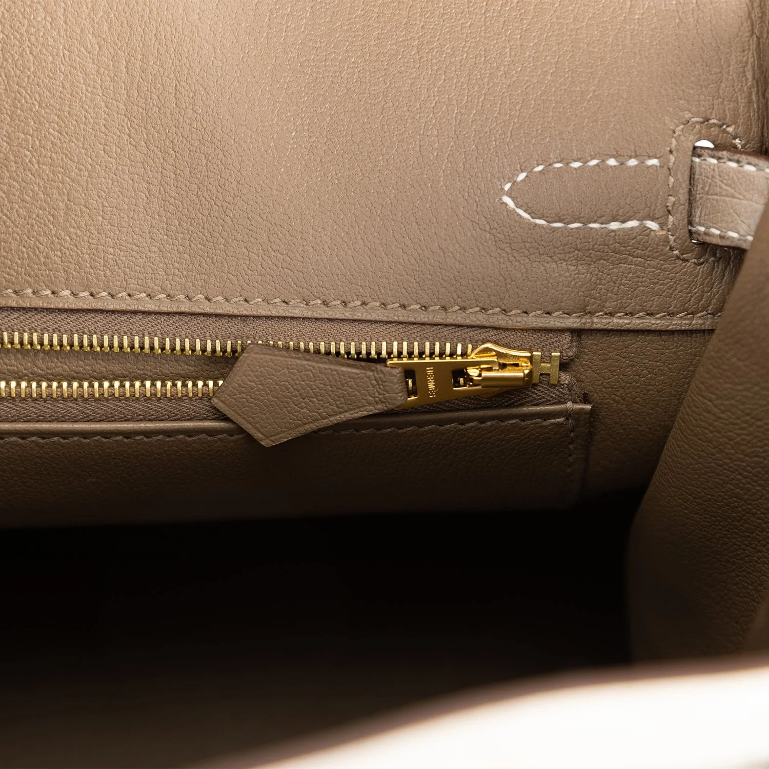 Hermes Special Order (HSS) Birkin 25 Beton and Gris Asphalte Ostrich Brushed Gold Hardware - Image 8