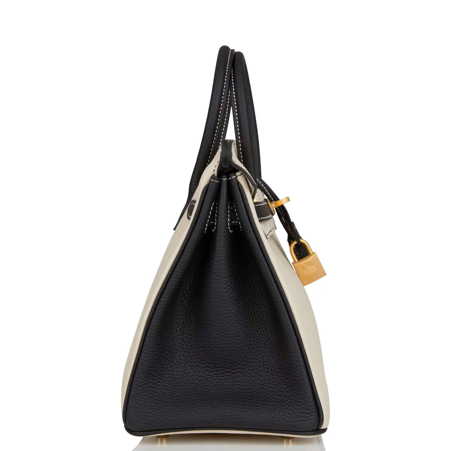 Hermes Special Order (HSS) Birkin 25 Craie and Black Togo Brushed Gold Hardware - Image 3