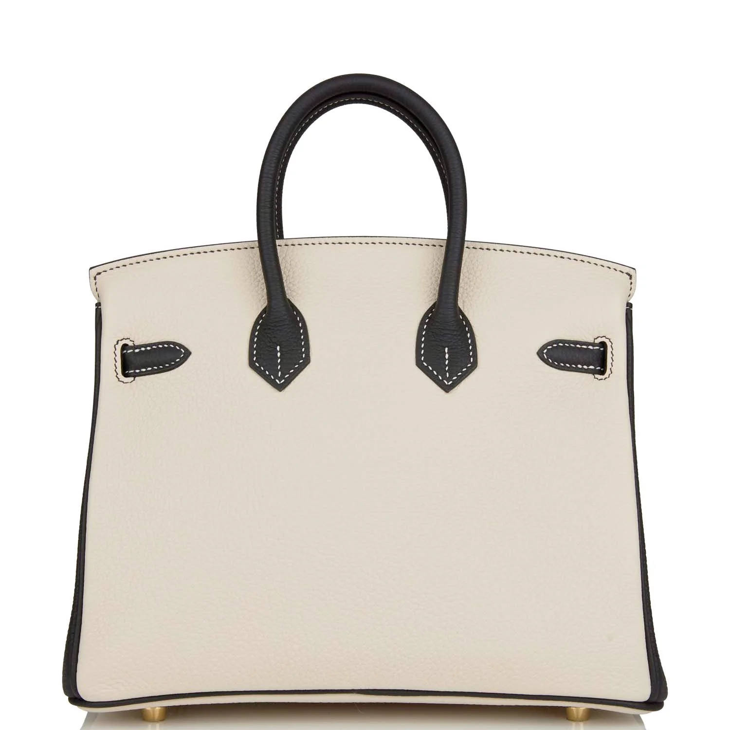 Hermes Special Order (HSS) Birkin 25 Craie and Black Togo Brushed Gold Hardware - Image 4