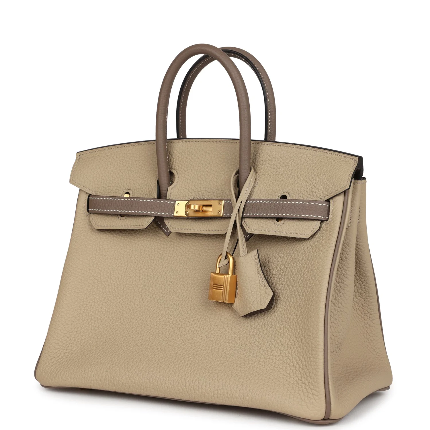 Hermes Special Order (HSS) Birkin 25 Etoupe and Trench Togo Brushed Gold Hardware - Image 5