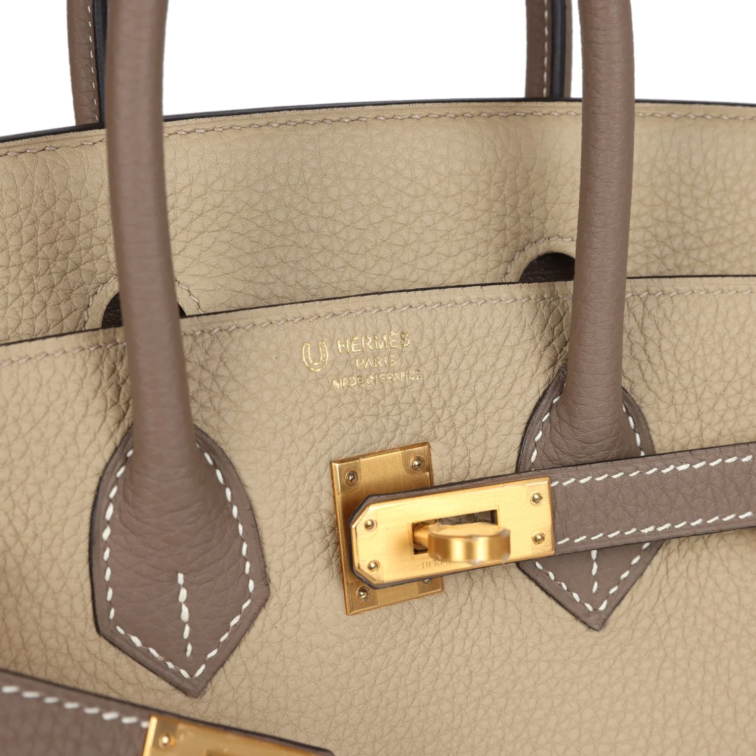 Hermes Special Order (HSS) Birkin 25 Etoupe and Trench Togo Brushed Gold Hardware - Image 7