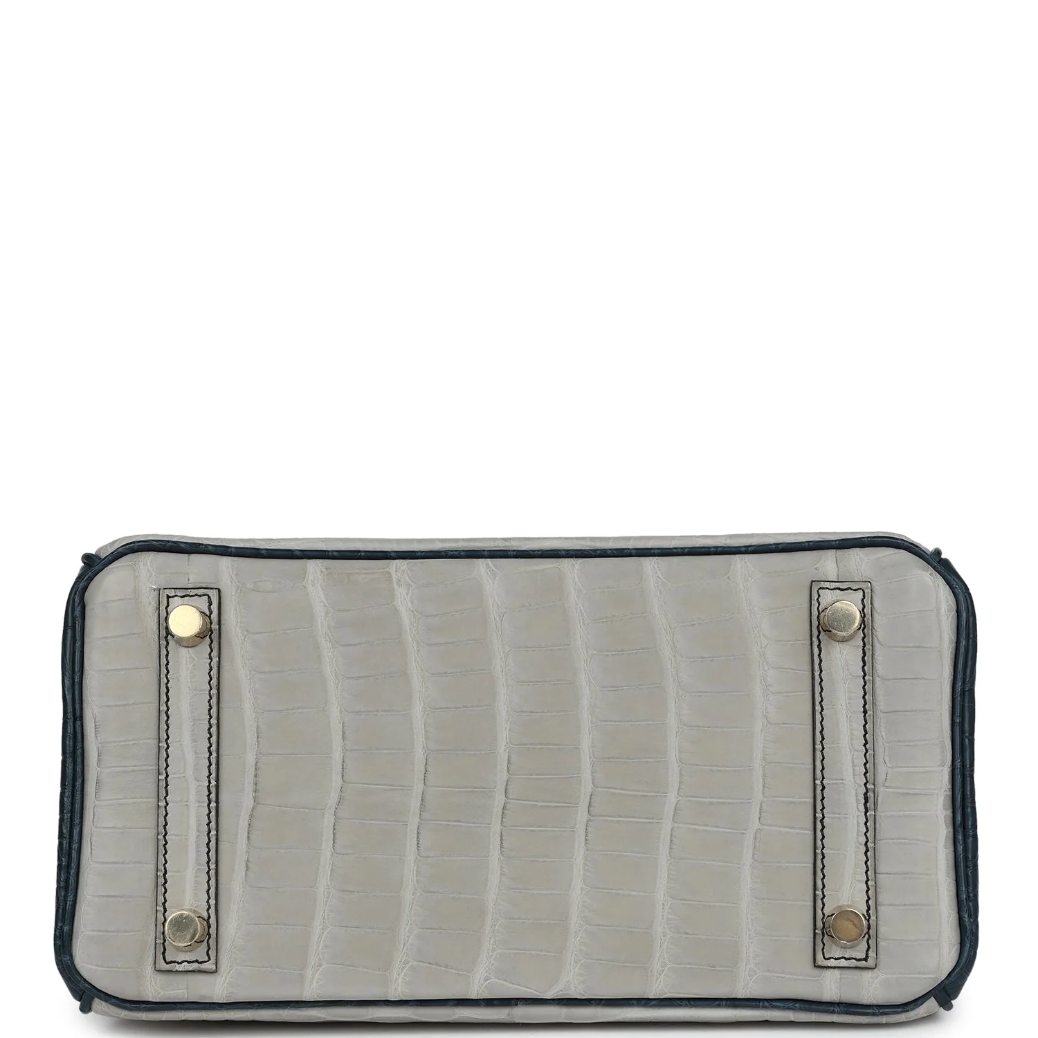 Hermes Special Order (HSS) Birkin 25 Gris Perle and Vert Rousseau Matte Alligator Brushed Gold Hardware - Image 6