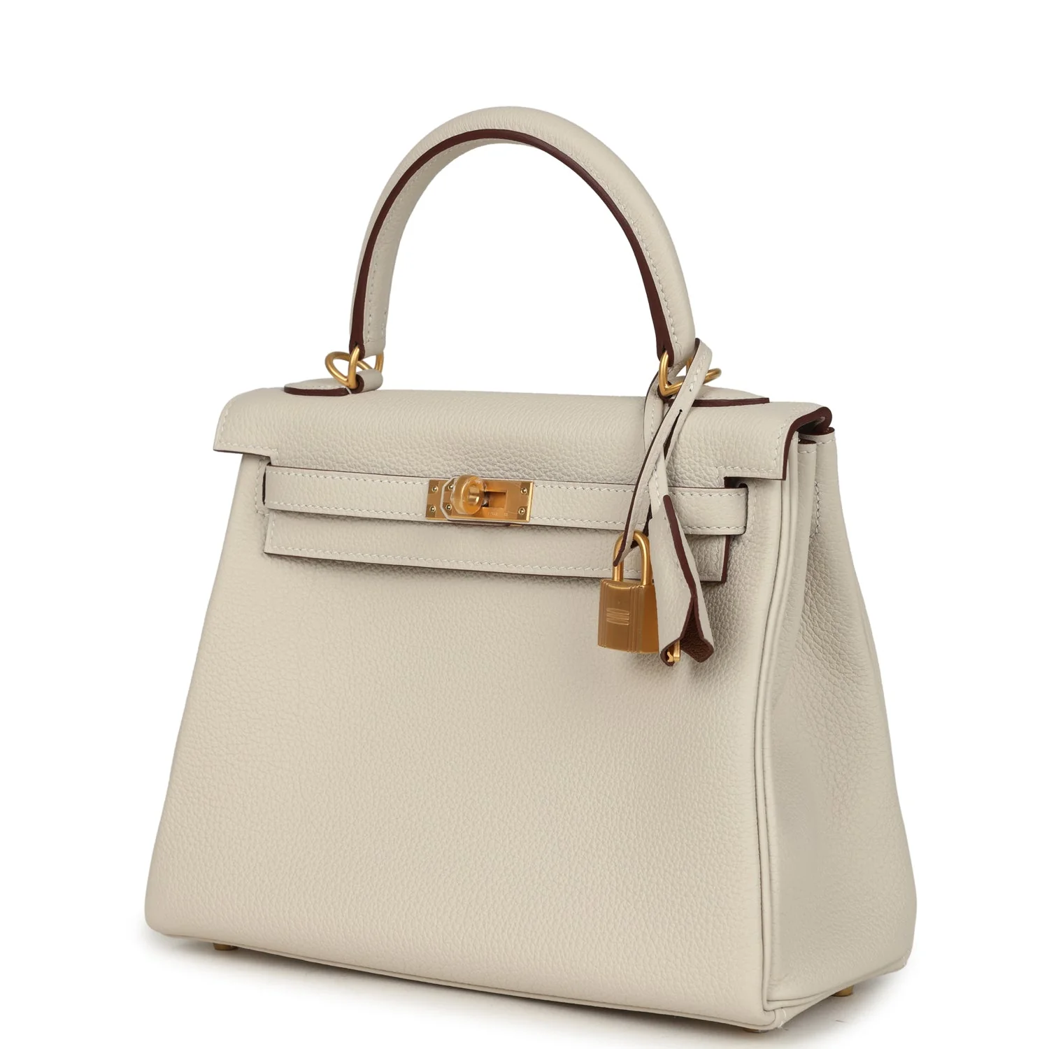 Hermes Special Order (HSS) Kelly Retourne 25 Craie Verso Togo Brushed Gold Hardware - Image 5
