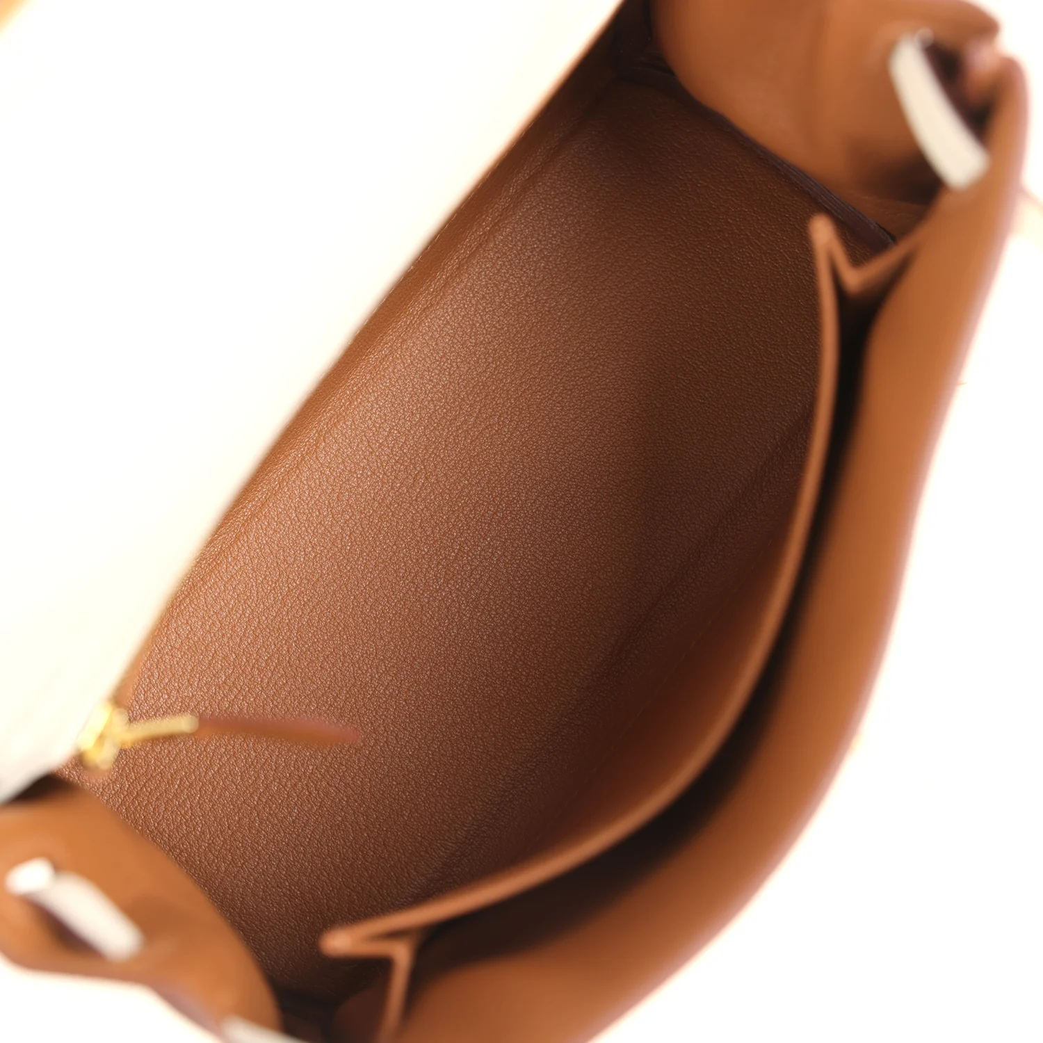 Hermes Special Order (HSS) Kelly Retourne 25 Craie Verso Togo Brushed Gold Hardware - Image 8