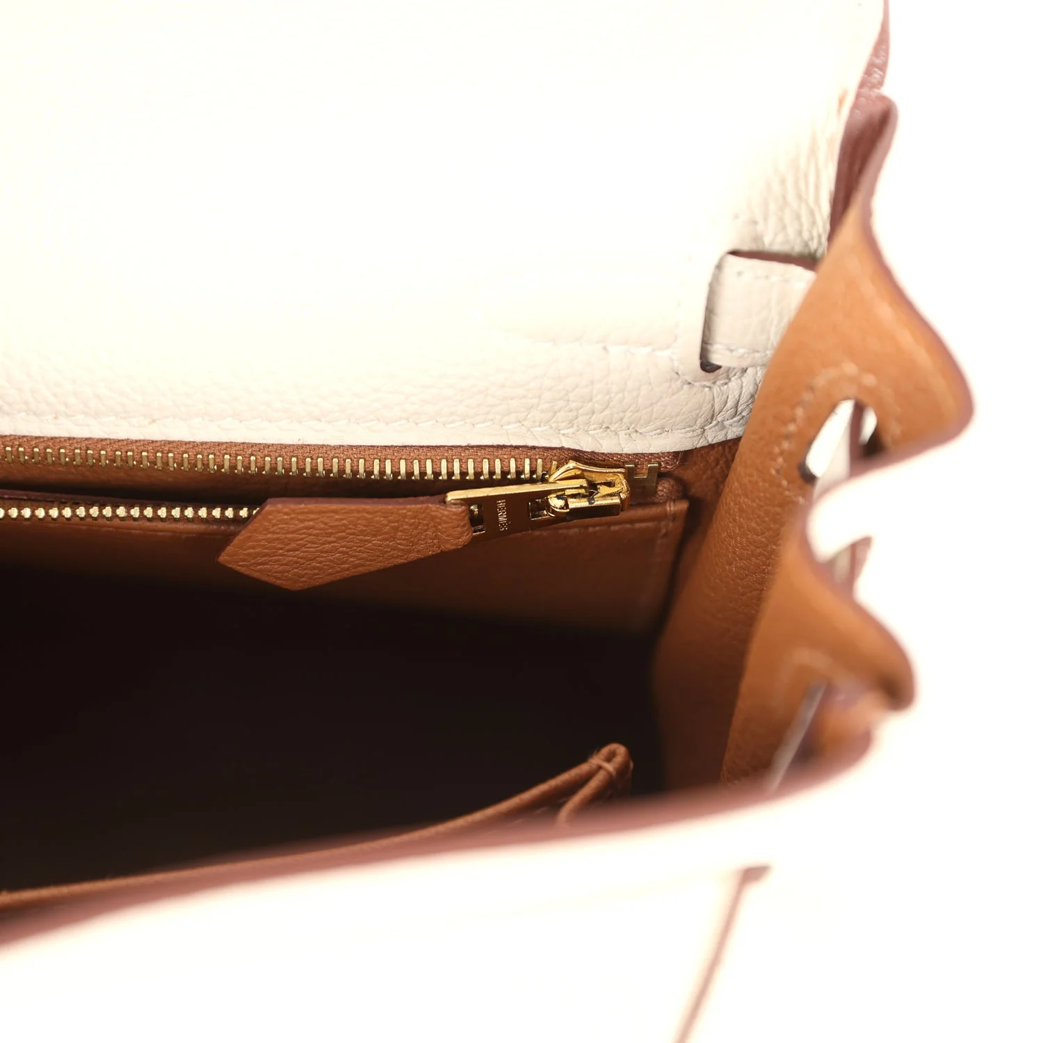 Hermes Special Order (HSS) Kelly Retourne 25 Craie Verso Togo Brushed Gold Hardware - Image 9