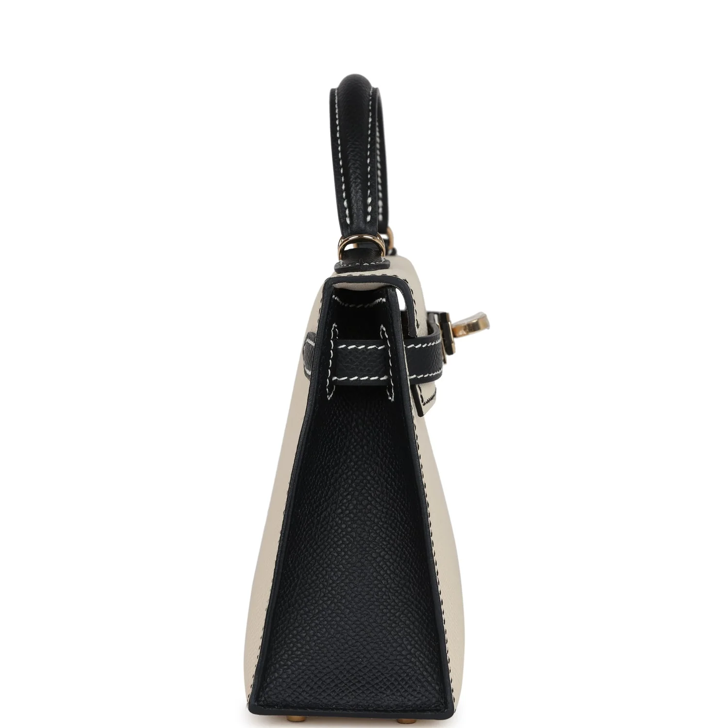 Hermes Special Order (HSS) Kelly Sellier 20 Craie and Black Epsom Permabrass Hardware - Image 3